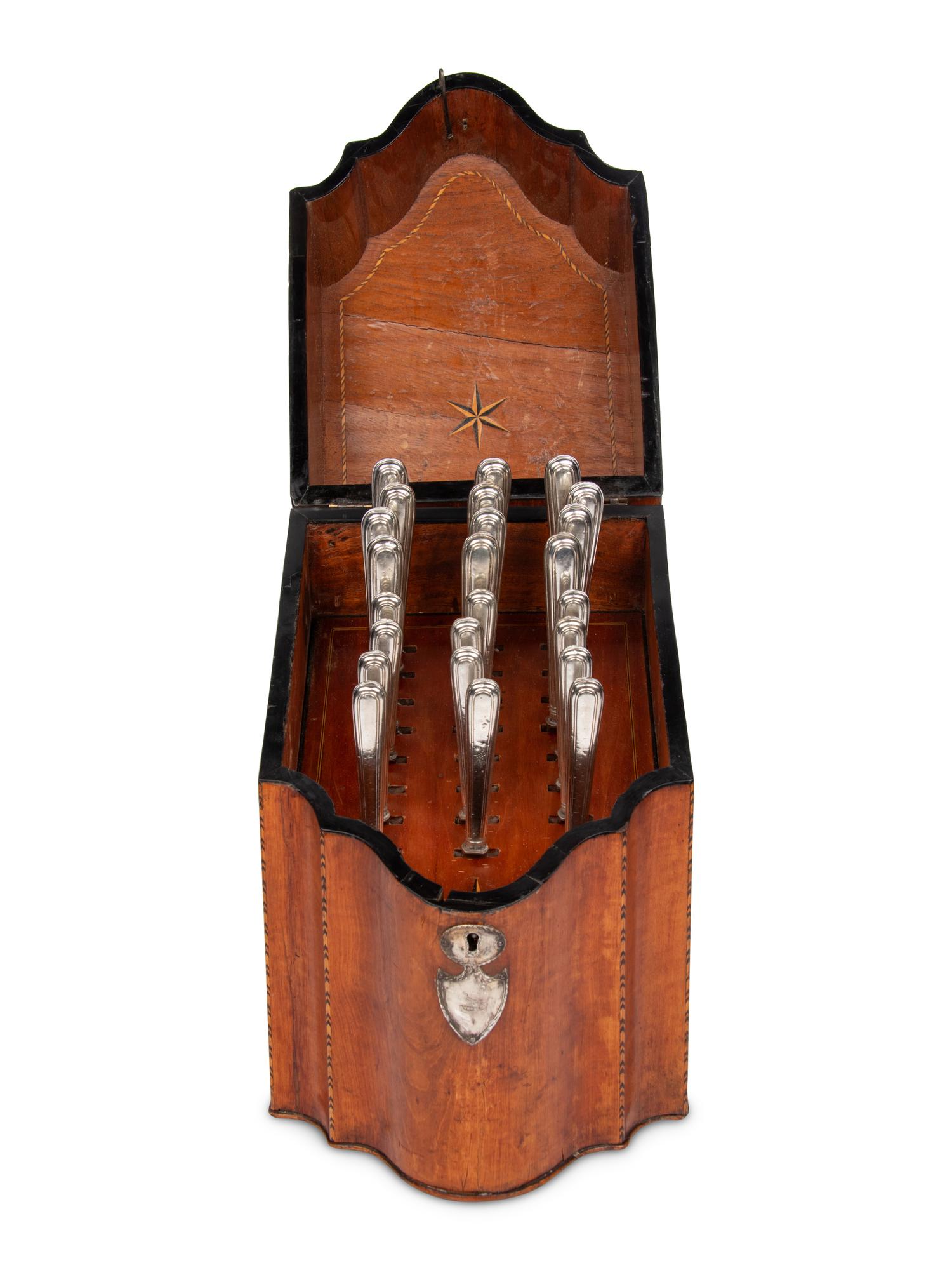 A George III Satinwood and Marquetry Knife Box