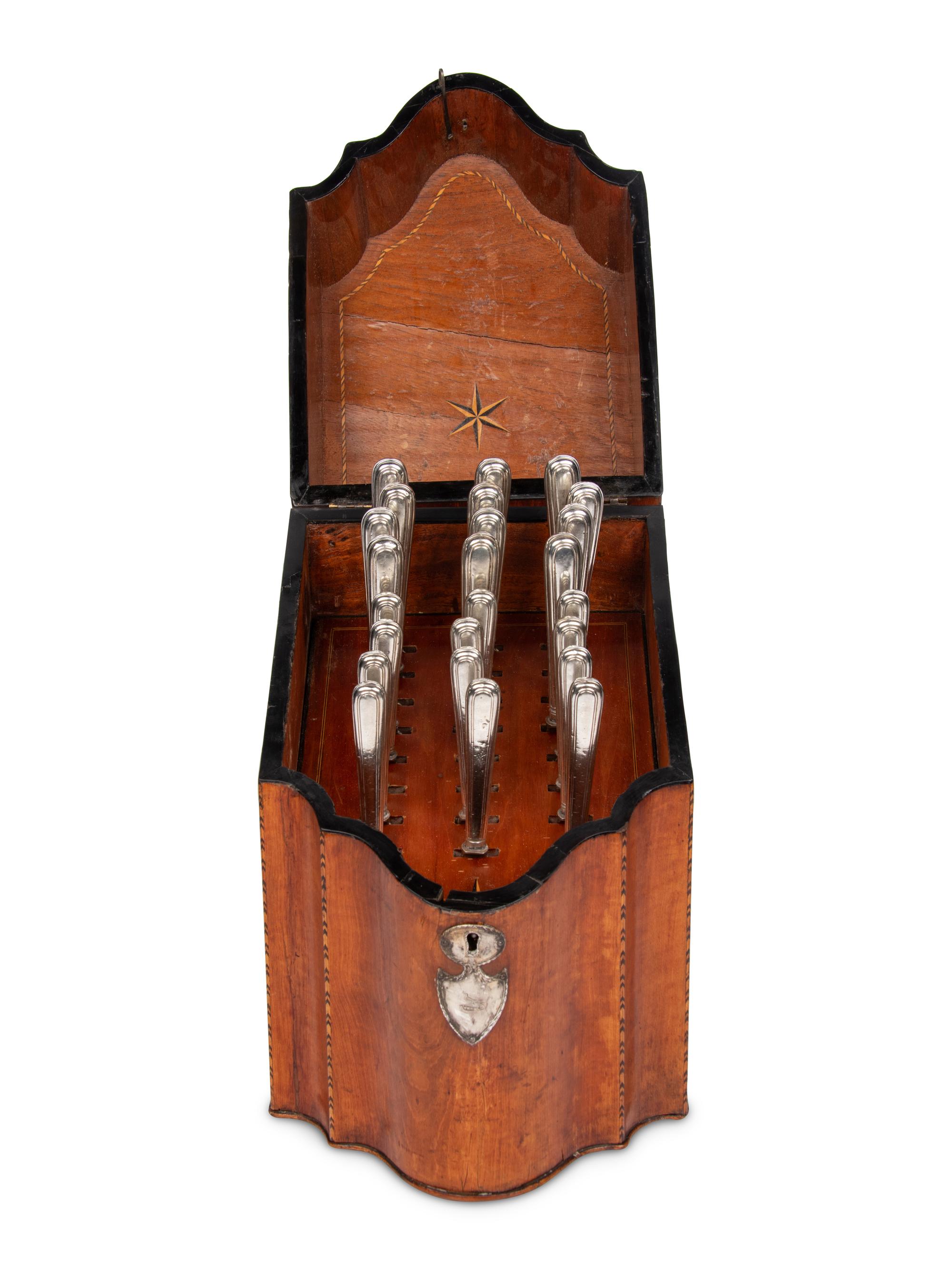 A George III Satinwood and Marquetry Knife Box