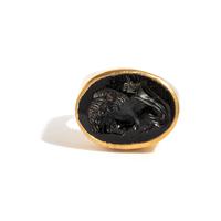 A Roman Gold and Onyx Finger Ring with a Portrait Head of the Goddess Diana