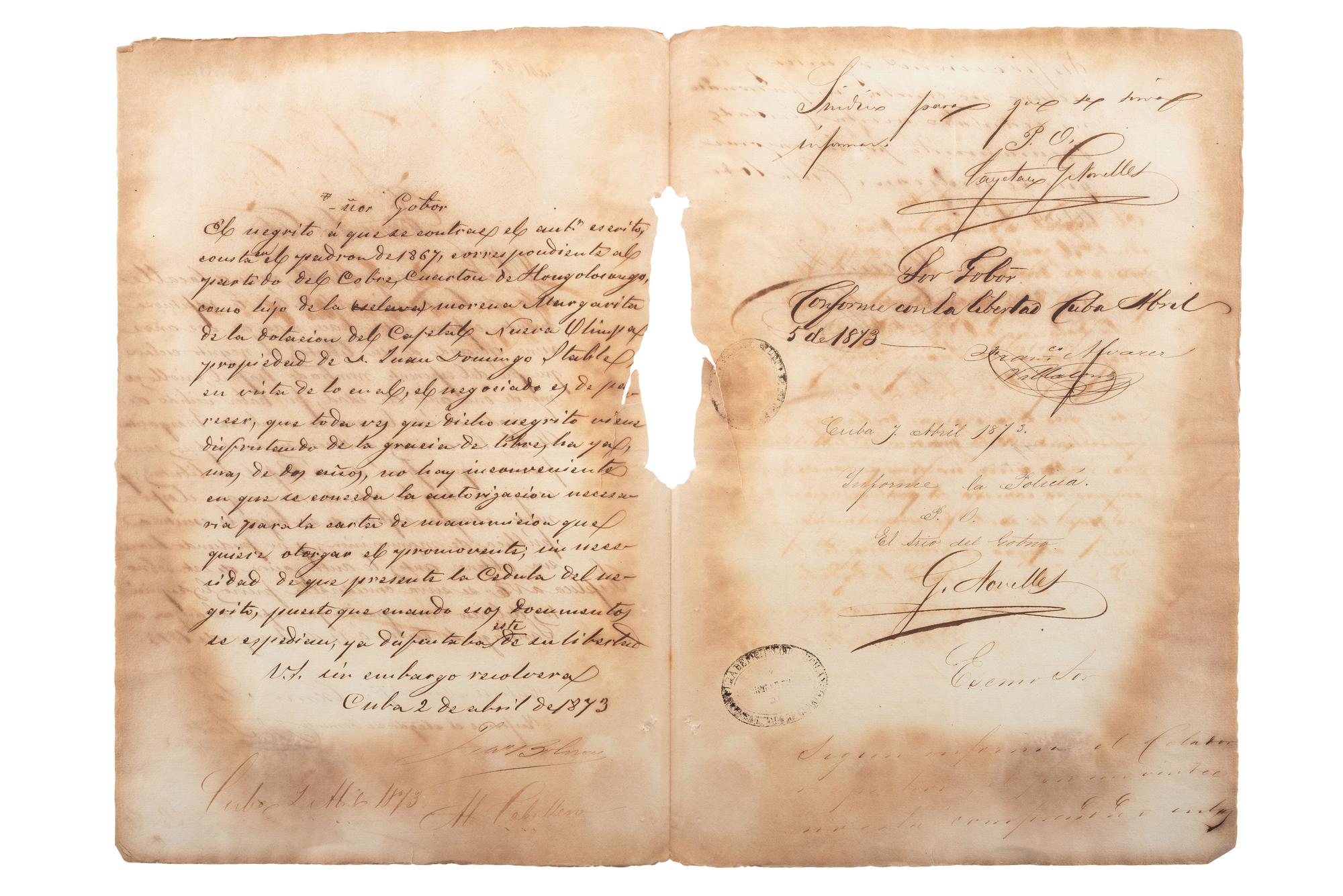 [SLAVERY & ABOLITION - CUBA]. A group of 11 manumission and sale documents for enslaved persons in Cuba.