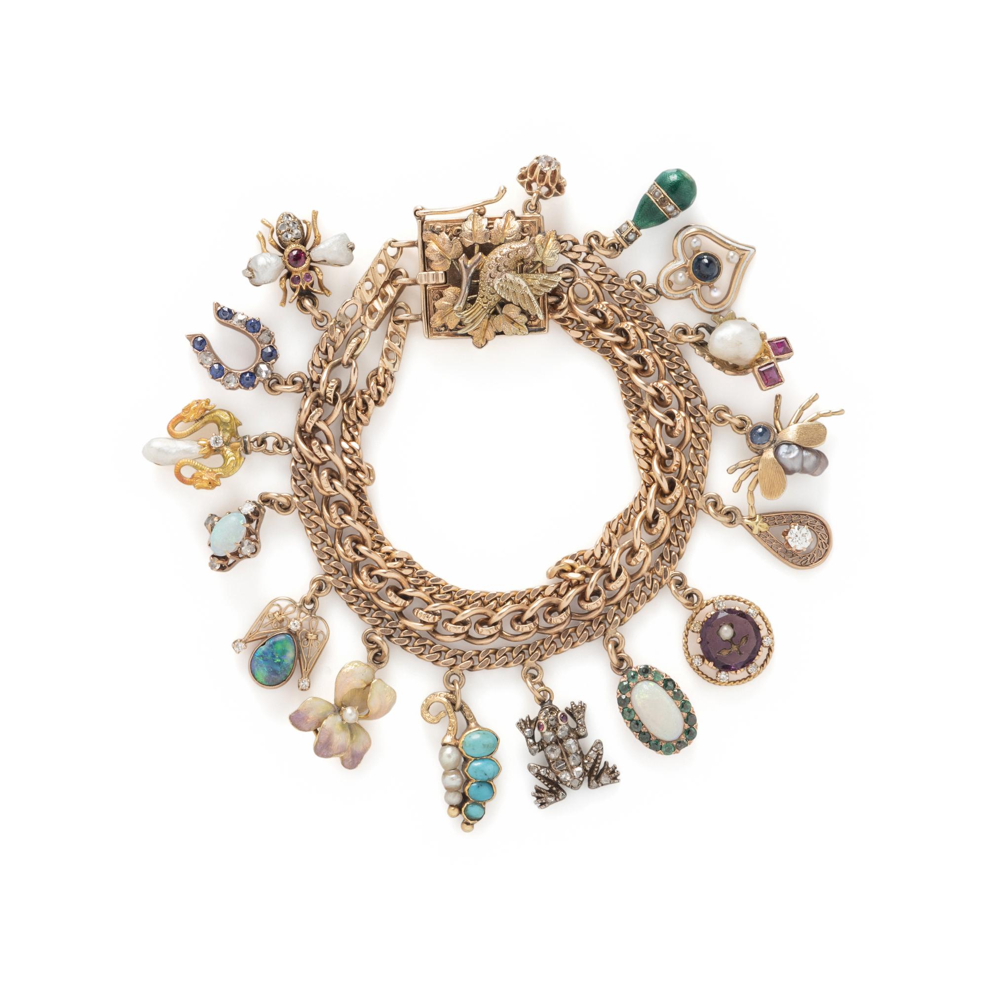 YELLOW GOLD CHARM BRACELET