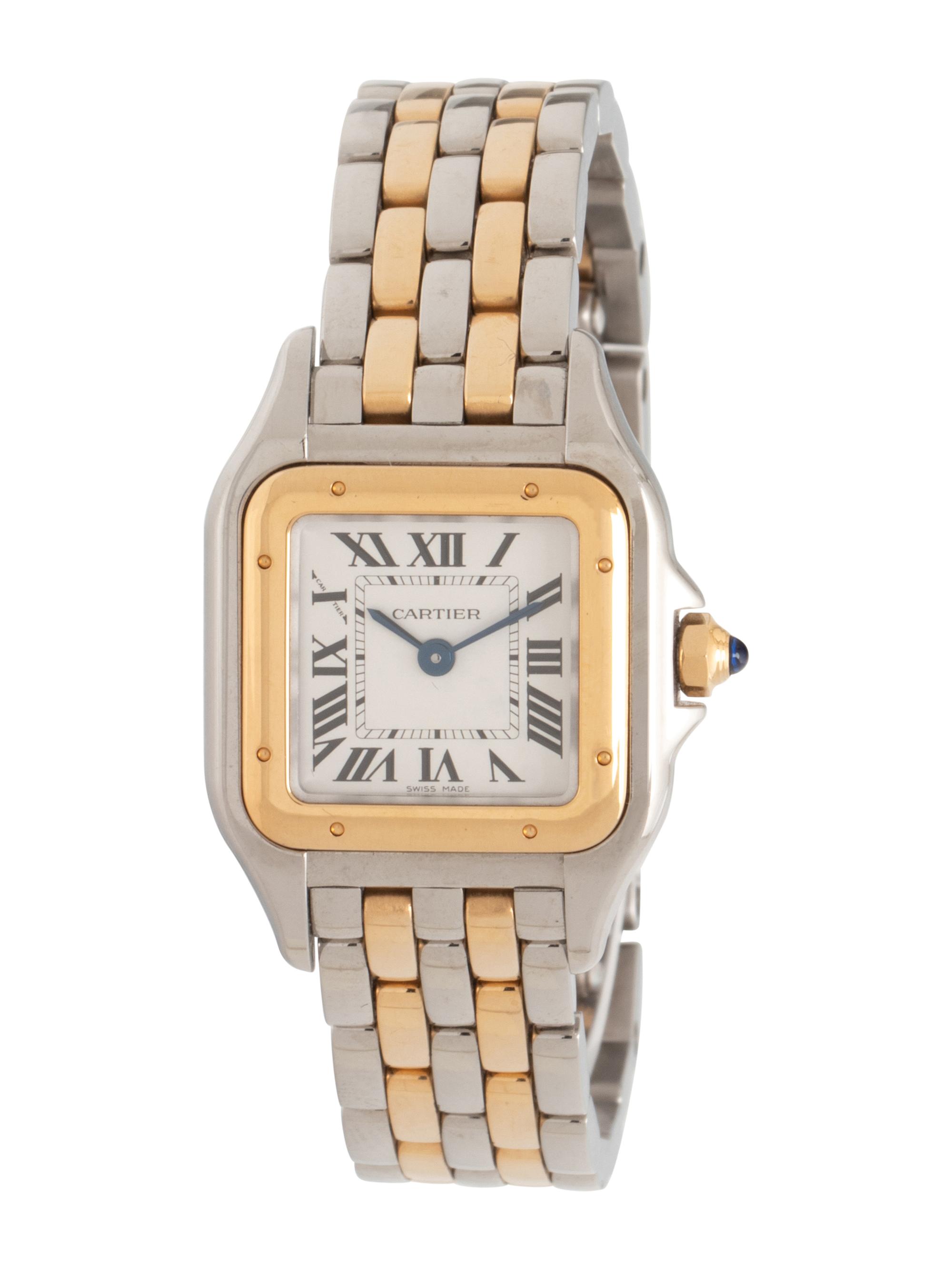 CARTIER, STAINLESS STEEL AND 18K YELLOW GOLD 'PANTHÈRE' WATCH