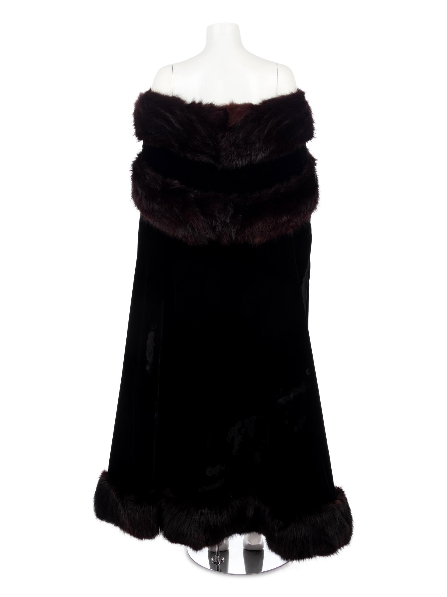 Mr. Blackwell Custom Velvet and Fur Trimmed Cape,