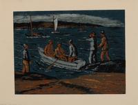 A group of five American prints (Max Arthur Cohn, Fisherman ; Steven Dohanos, The Postman ; Mina Benz Hoffman, The Immigrant ; Charles Wheele Locke, Brooklyn Wharf ; Ethel Magafan, Clothesline )