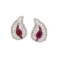 BURMESE RUBY AND DIAMOND EARRINGS