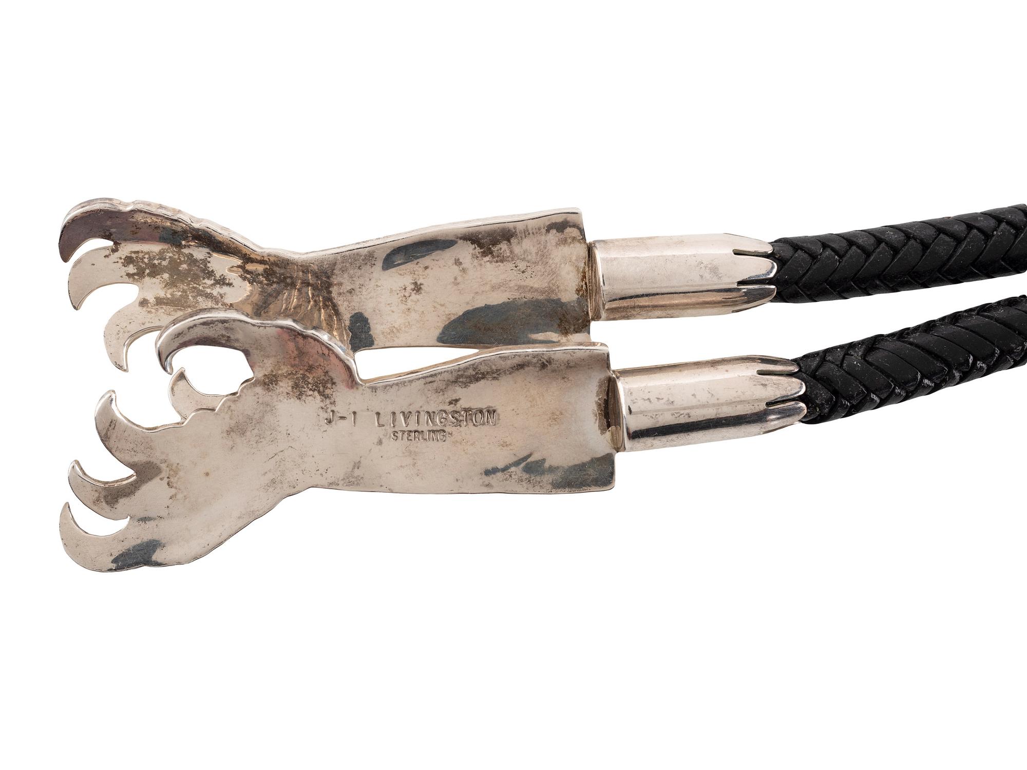 Sterling Silver Eagle Bolo Tie, with Mosaic Inlay and 14K Gold Accents