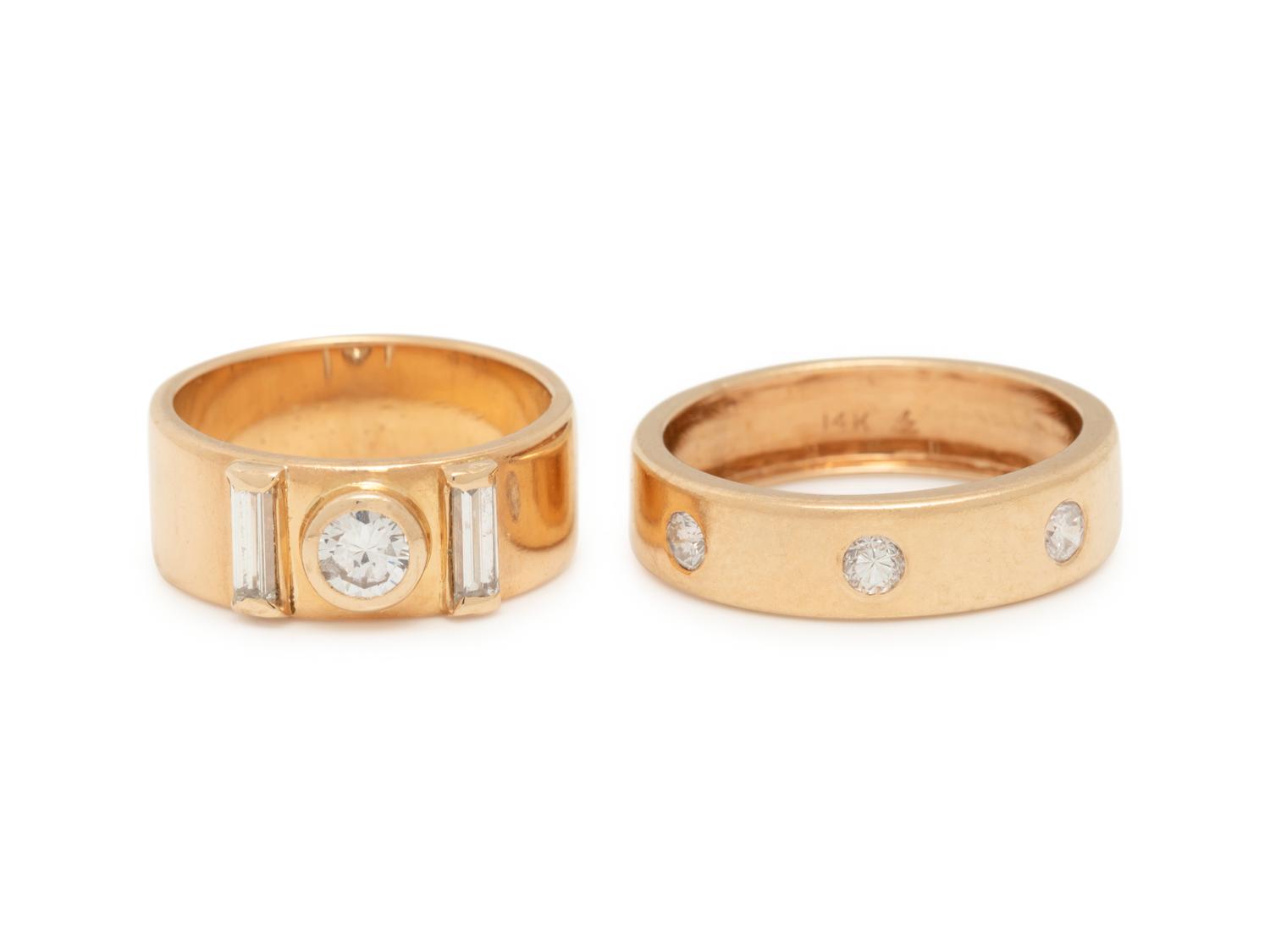 COLLECTION OF YELLOW GOLD AND DIAMOND RINGS