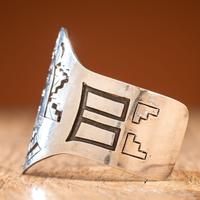 Herbert Komayouse (Hopi, act. since 1940s) Pahlik Mana Silver Overlay Cuff Bracelet