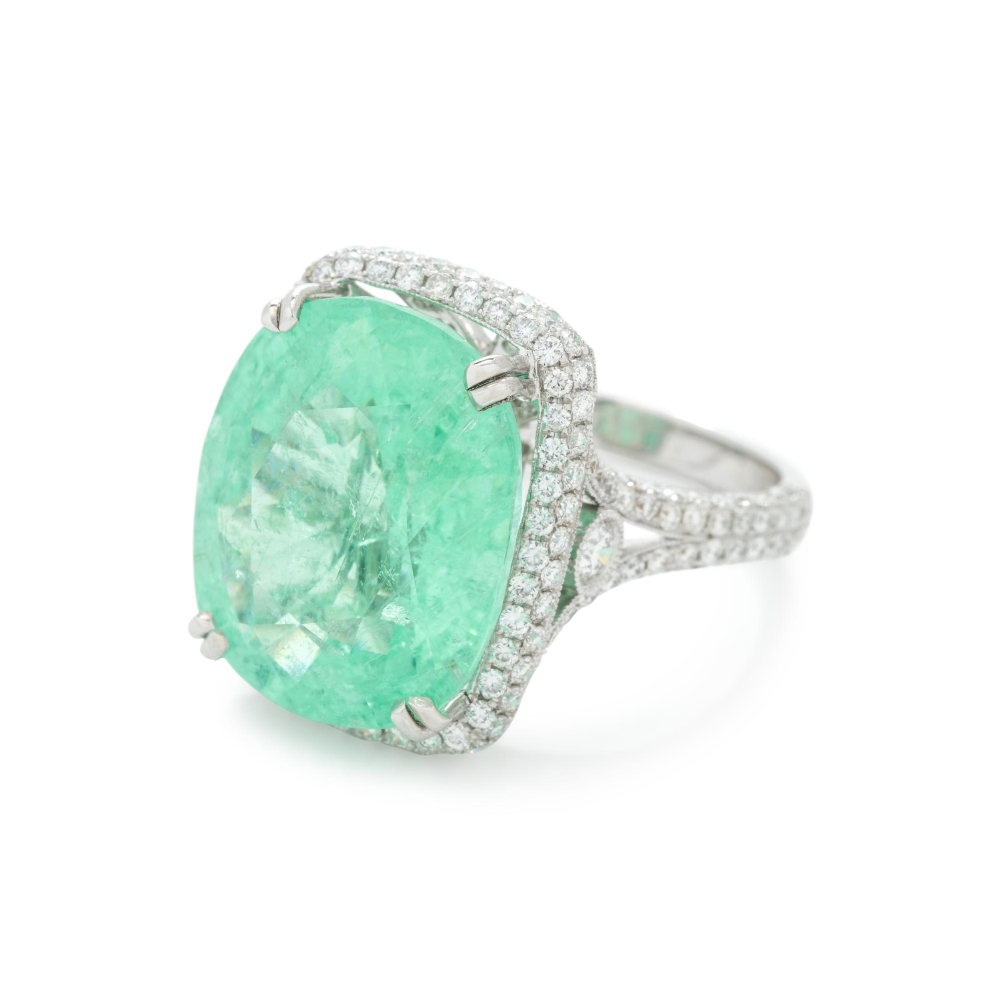 PARAIBA-TYPE TOURMALINE AND DIAMOND RING