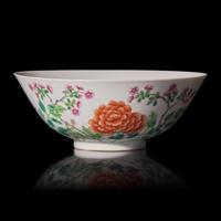 A Chinese Famille Rose Porcelain 'Peony' Bowl, 19th Century — 晚清 粉彩牡丹圖碗
