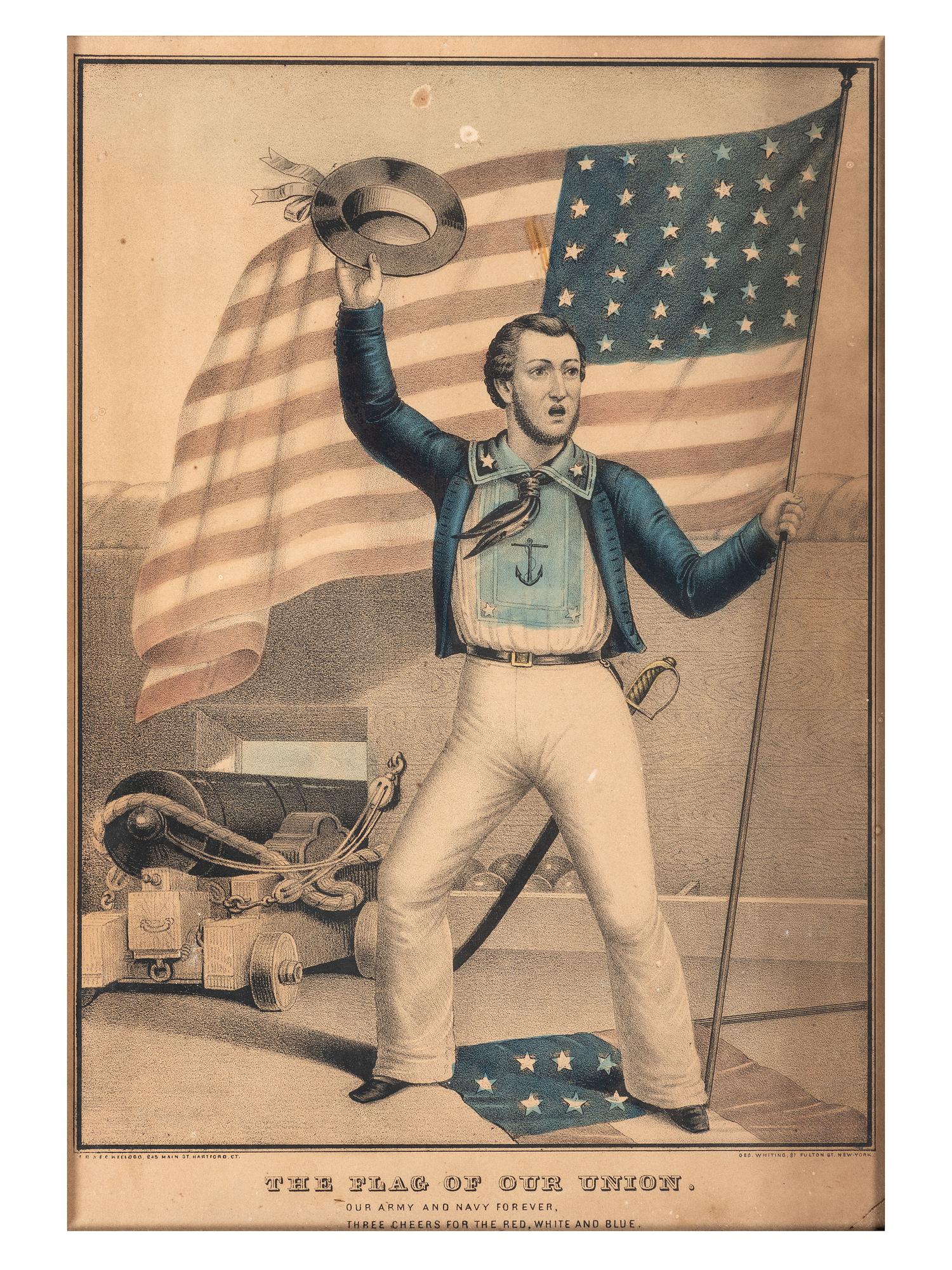 An E.B. & E.C. Kellogg Hand Colored Lithograph, 'The Flag of Our Union'