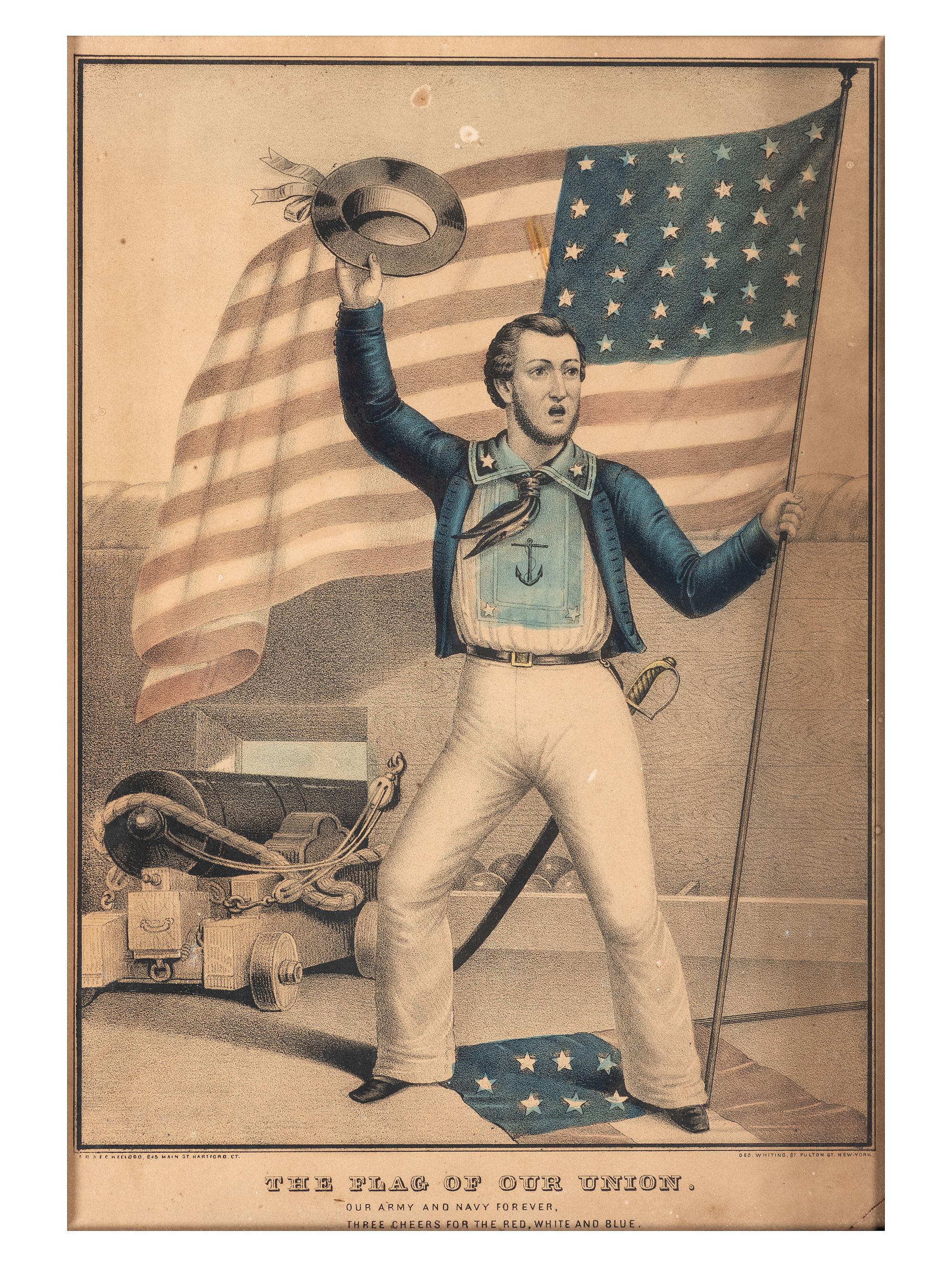 An E.B. & E.C. Kellogg Hand Colored Lithograph, 'The Flag of Our Union'