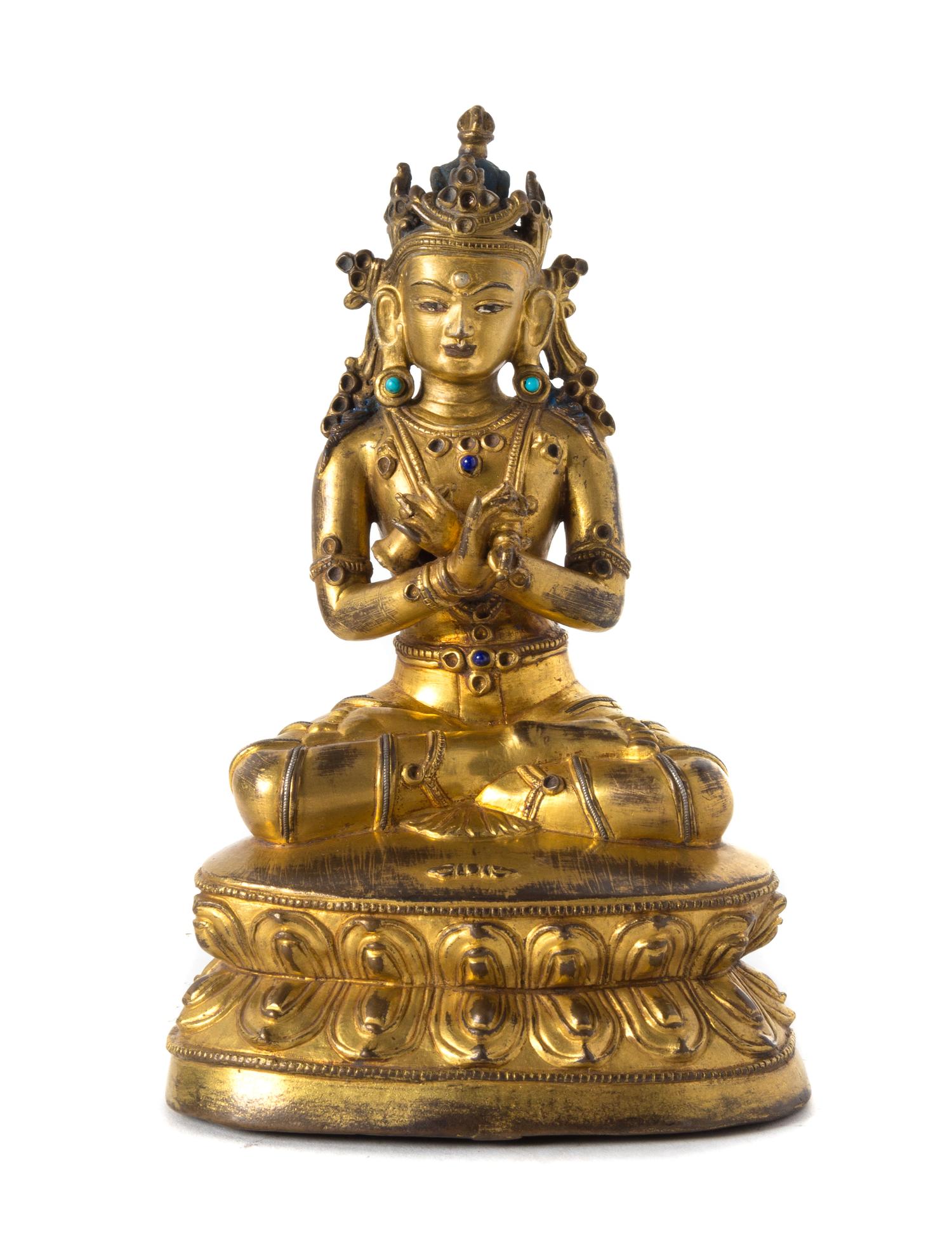 A Sino-Tibetan Gilt Bronze Figure of Bodhisattva Vajrasattva