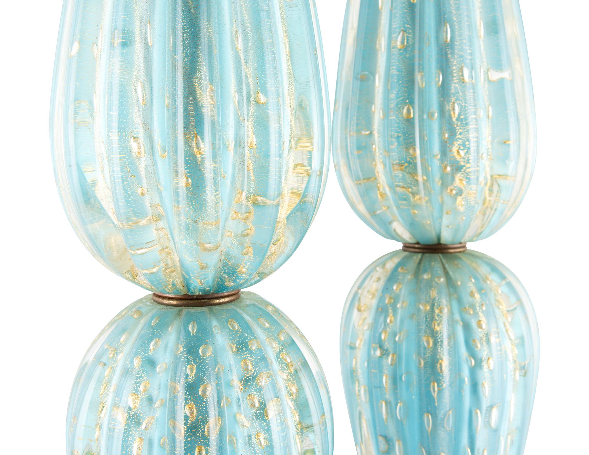 A Pair of Murano Style Glass Table Lamps