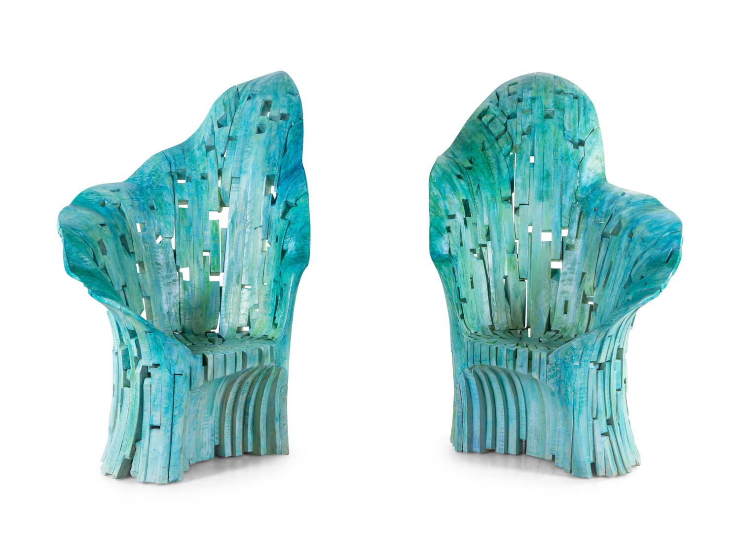 Pair of Manu and Elle High Back Chairs, c. 2000