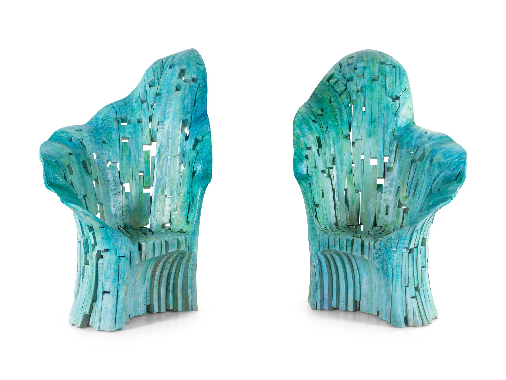 Pair of Manu and Elle High Back Chairs, c. 2000