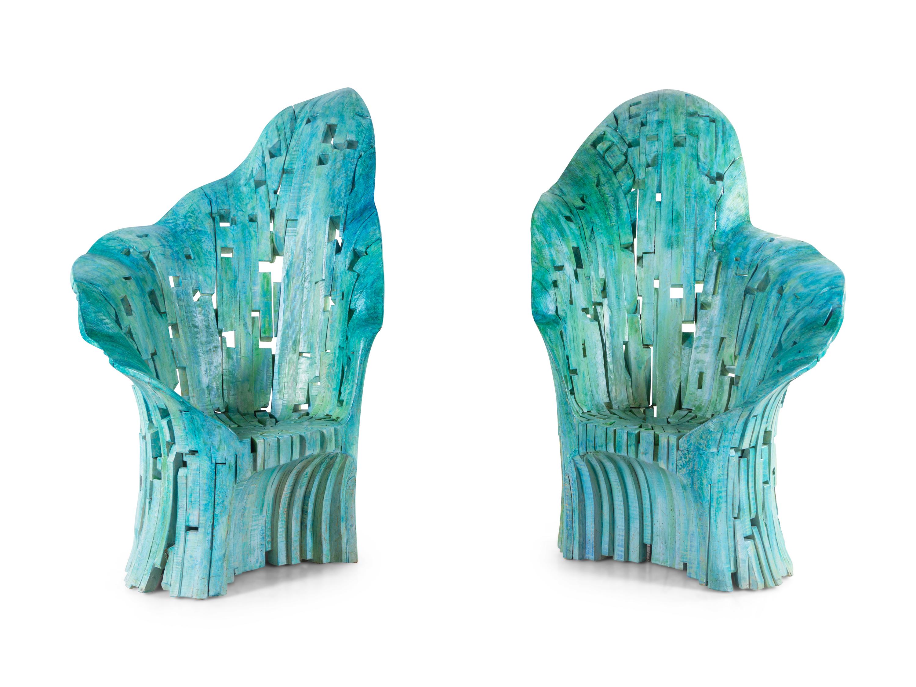 Pair of Manu and Elle High Back Chairs, c. 2000