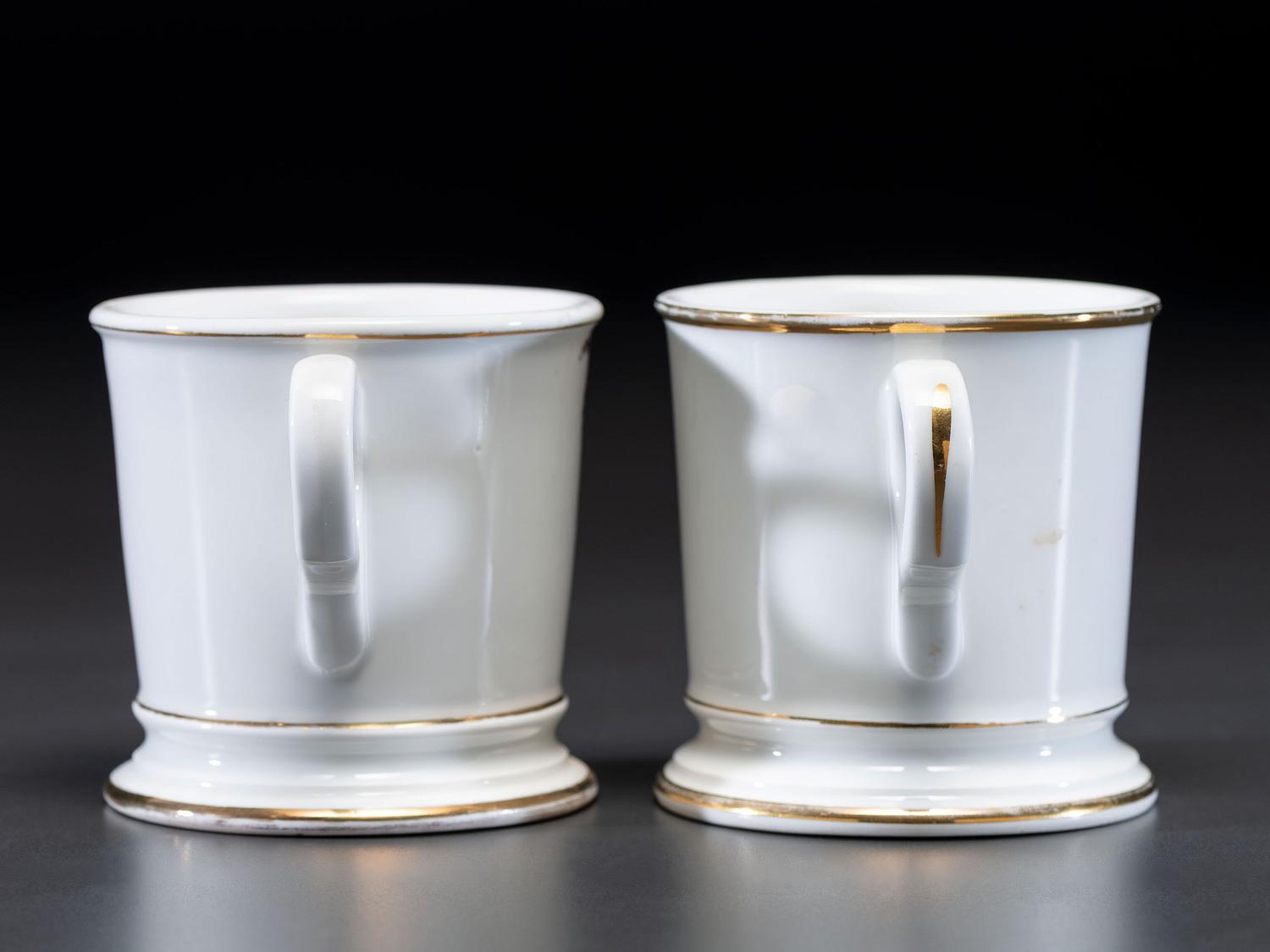 Two Grocer's Porcelain Occupational Shaving Mugs