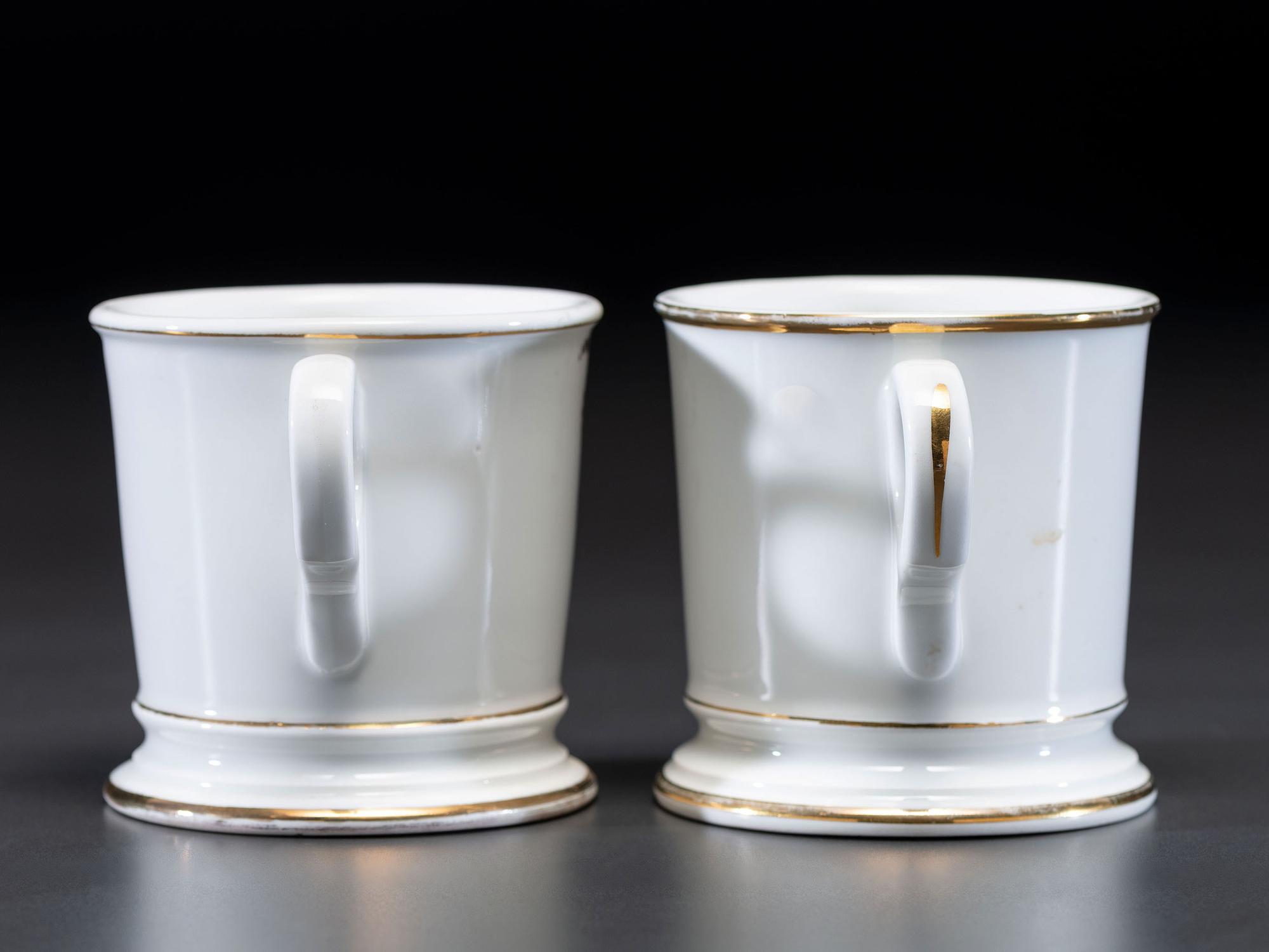 Two Grocer's Porcelain Occupational Shaving Mugs