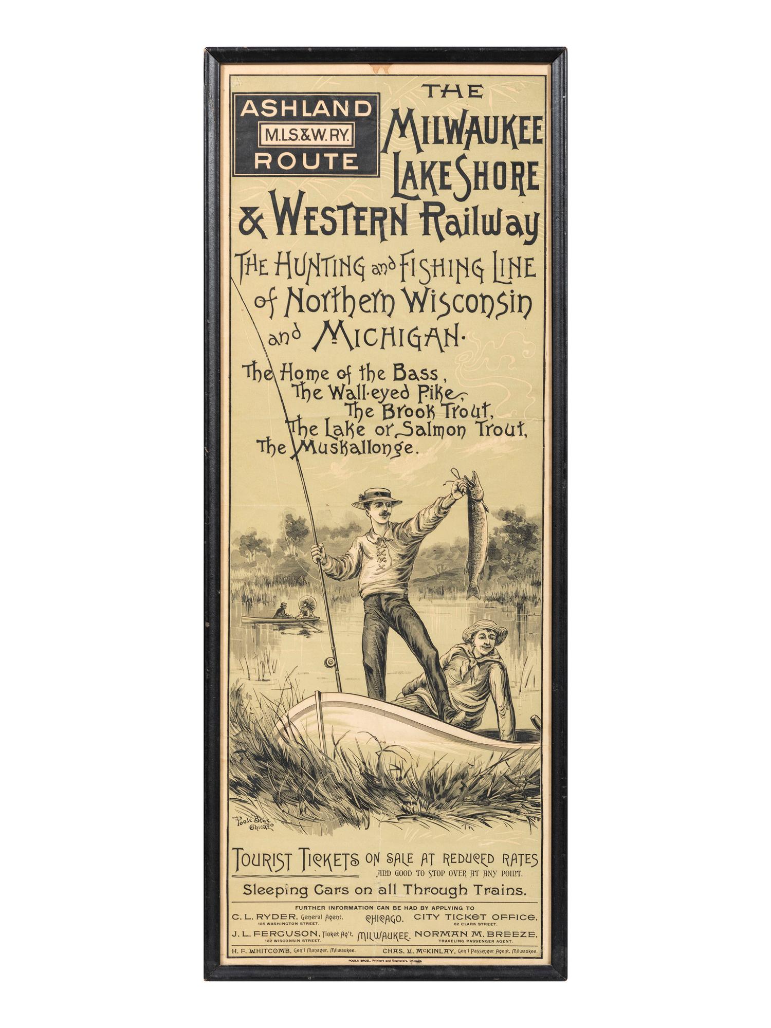 [RAILROAD - TRANSPORTATION]. The Milwaukee Lake Shore & Western Railway . Chicago: Poole Bros., Printers and Engravers, ca 1890-1910.