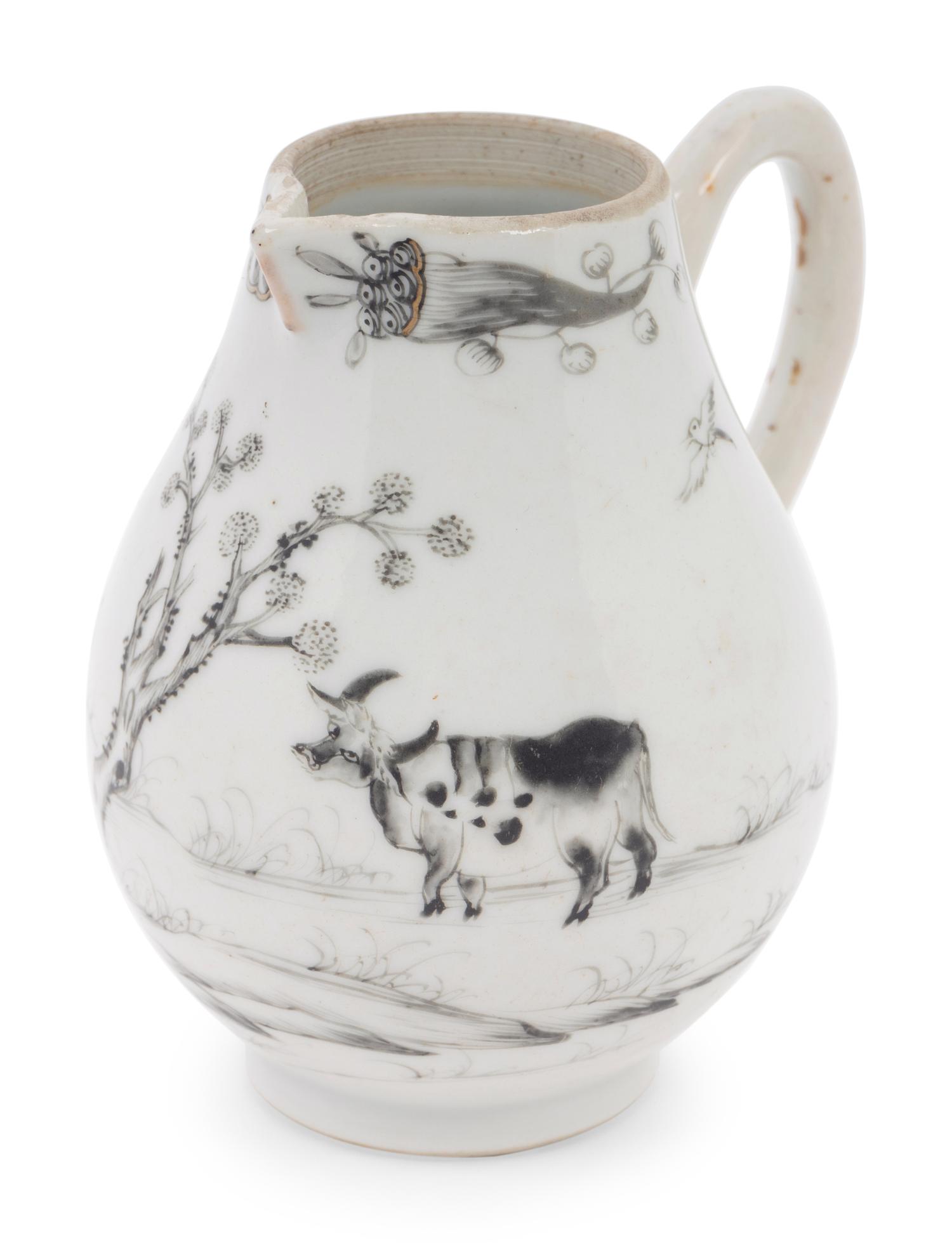 A Chinese Export En Grisaille Porcelain Creamer