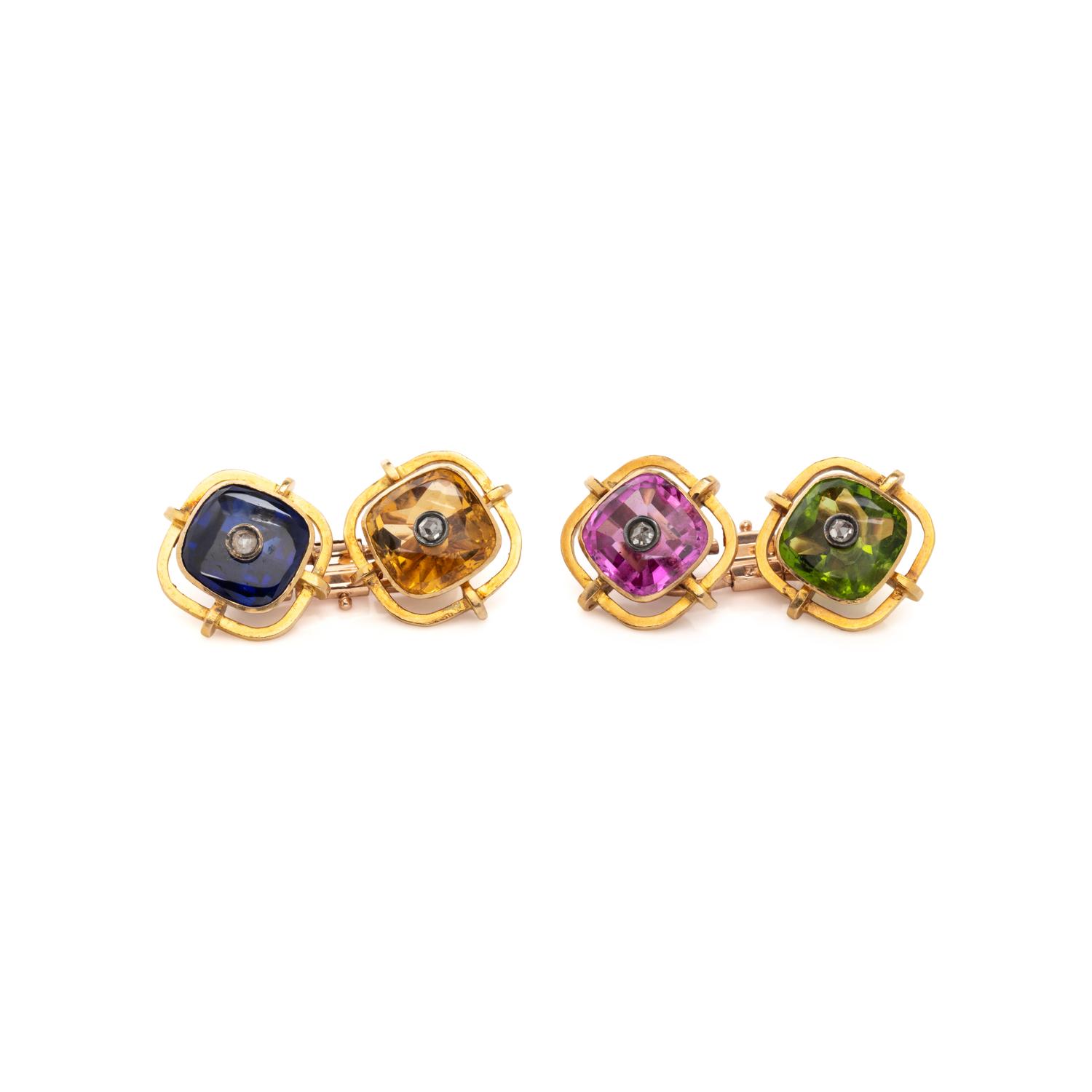 MULTIGEM AND DIAMOND CUFFLINKS