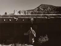 A group of four photographs ( O'Keeffe, Glen Canyon , 1961 (printed 1984); Georgia O'Keeffe Photographing the Chama River , 1961 (printed 1984); Untitled (O'Keeffe walking towards building) , 1960s; Untitled (O'Keeffe walking from building ), 1959 (printed 1984))
