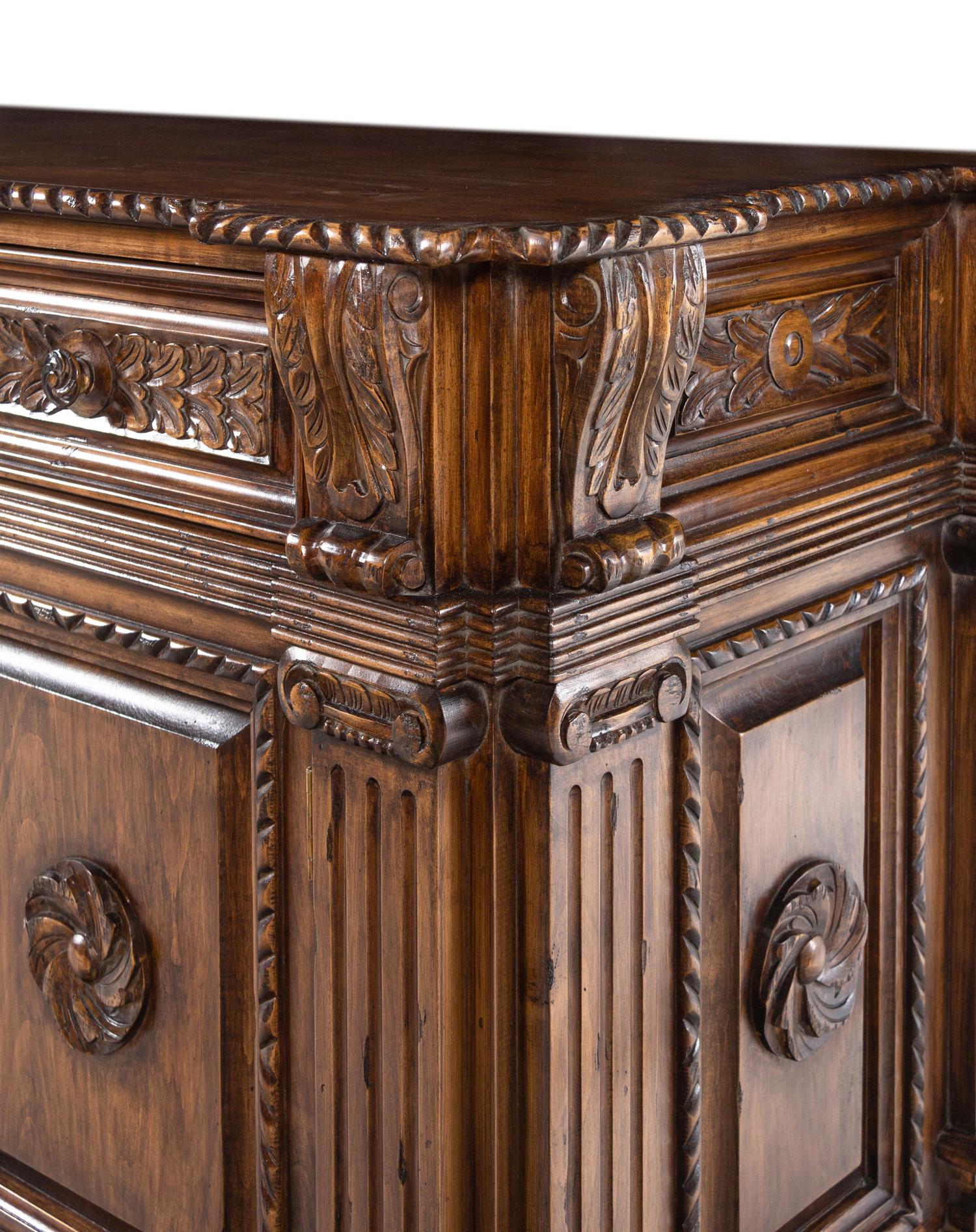 An Italian Baroque Style Walnut Serving Cabinet