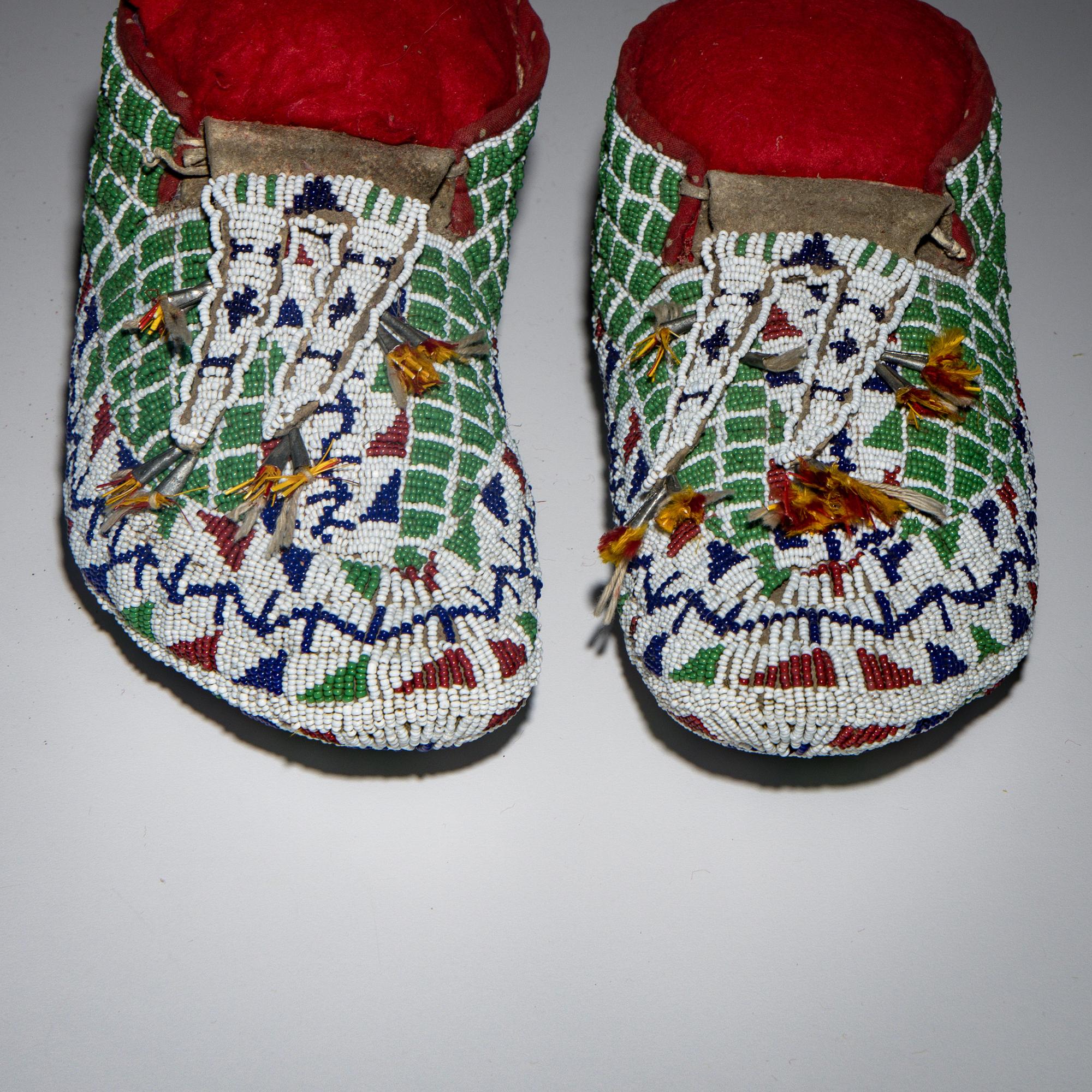 Sioux Fully Beaded Hide Moccasins