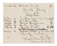 [BOOTH, John Wilkes (1838-1865)]. A group of 5 manuscript scenery lists for plays in which John Wilkes Booth performed, ca 1862-1864.