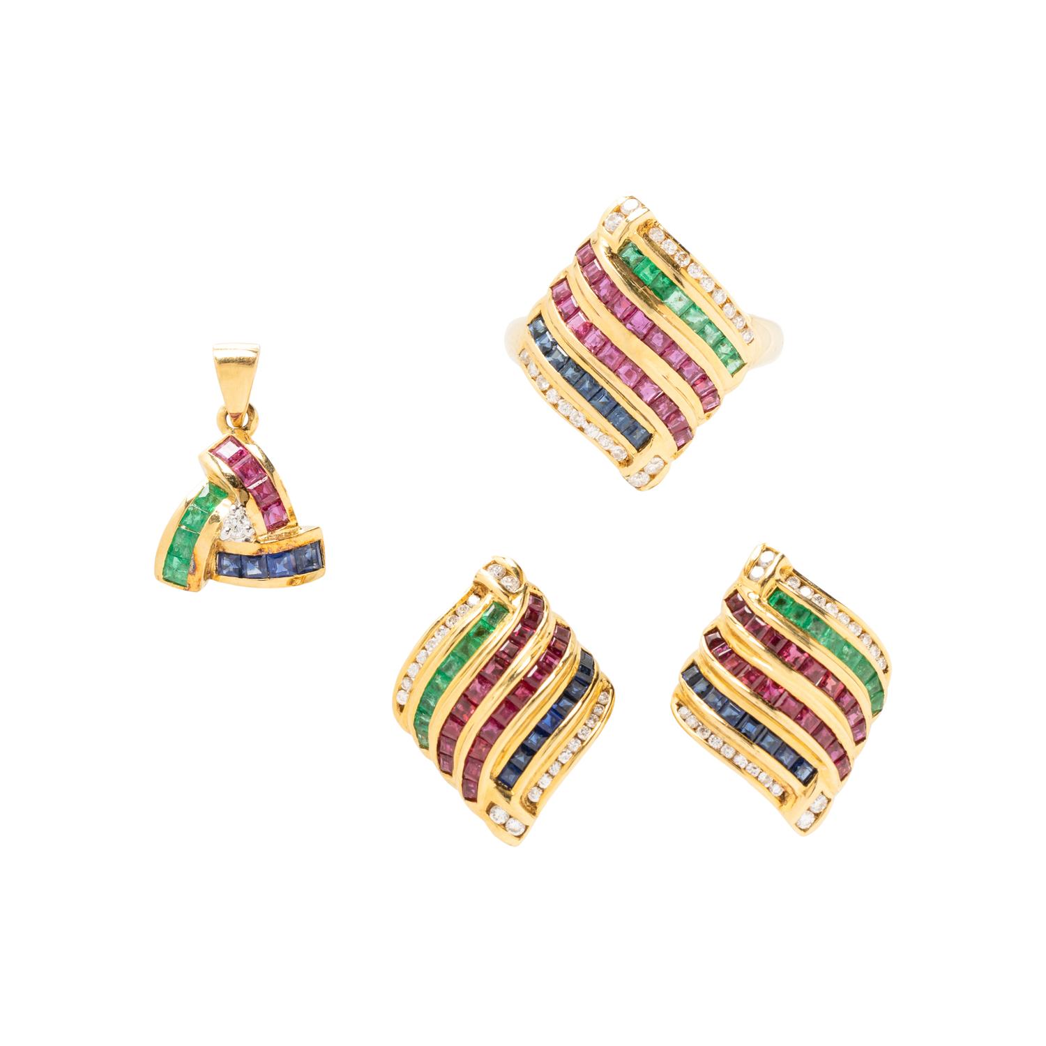 MULTIGEM AND DIAMOND JEWELRY SUITE