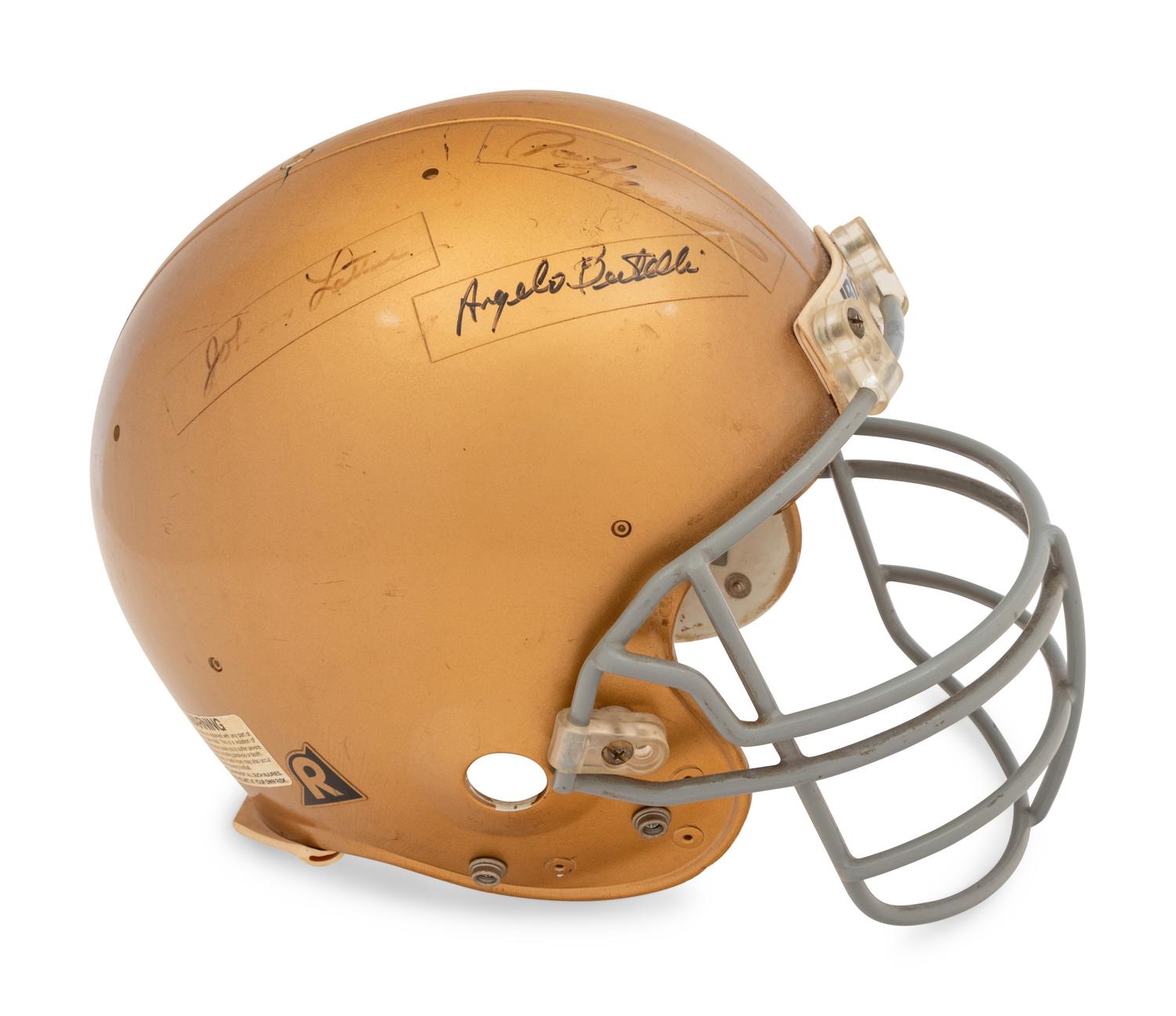A Multi-Signed Autograph Notre Dame Football Legends Helmet Formerly Displayed at Mike Ditka's Restaurant