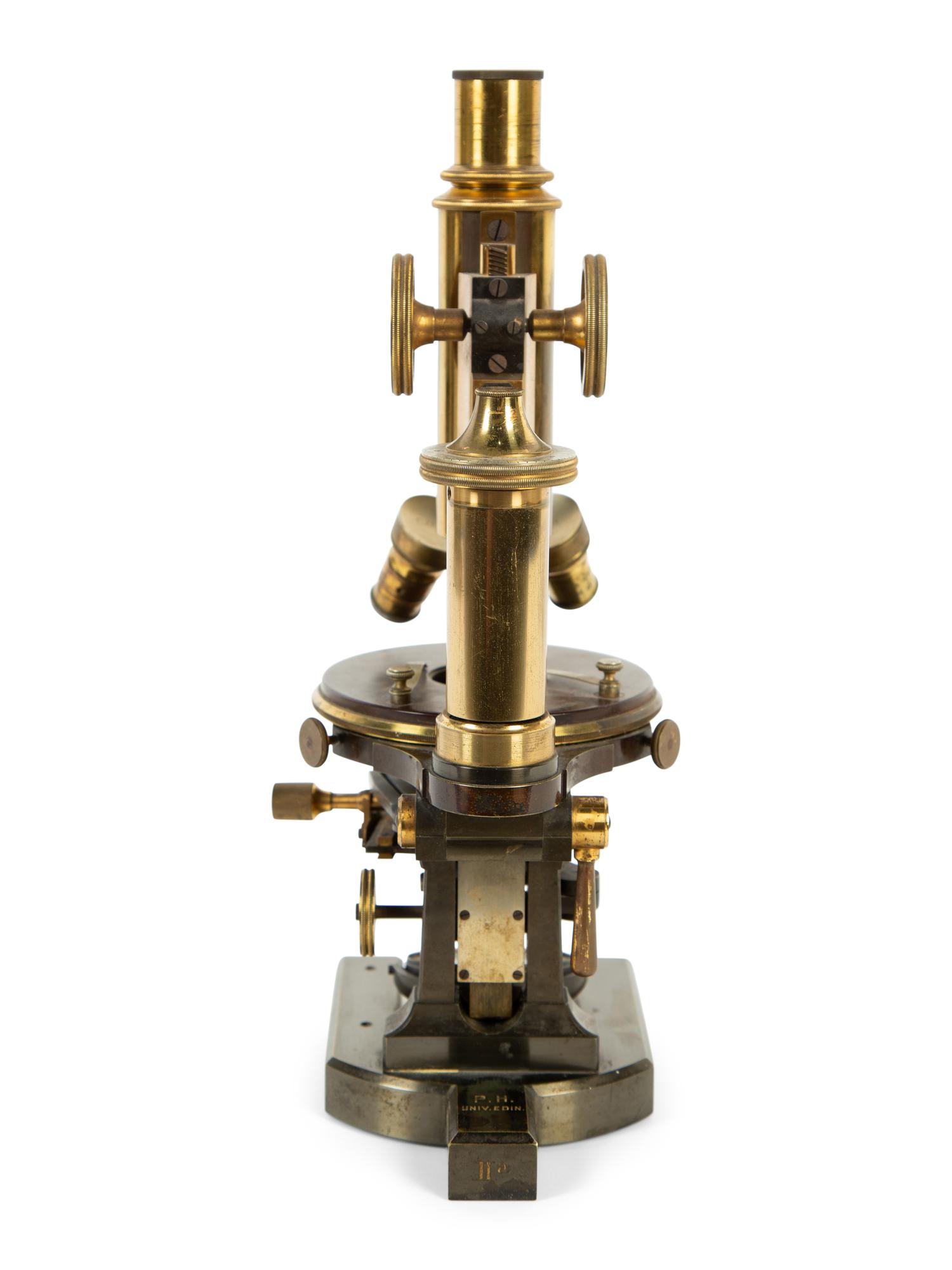 A Vintage Brass Microscope