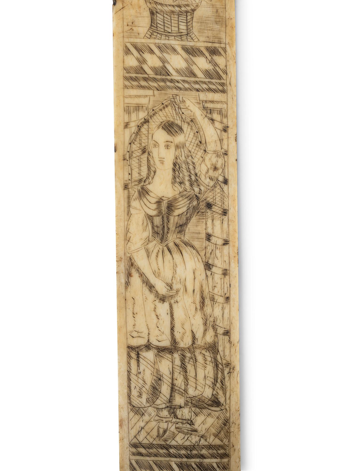 A Scrimshaw Corset Busk with Man and Woman