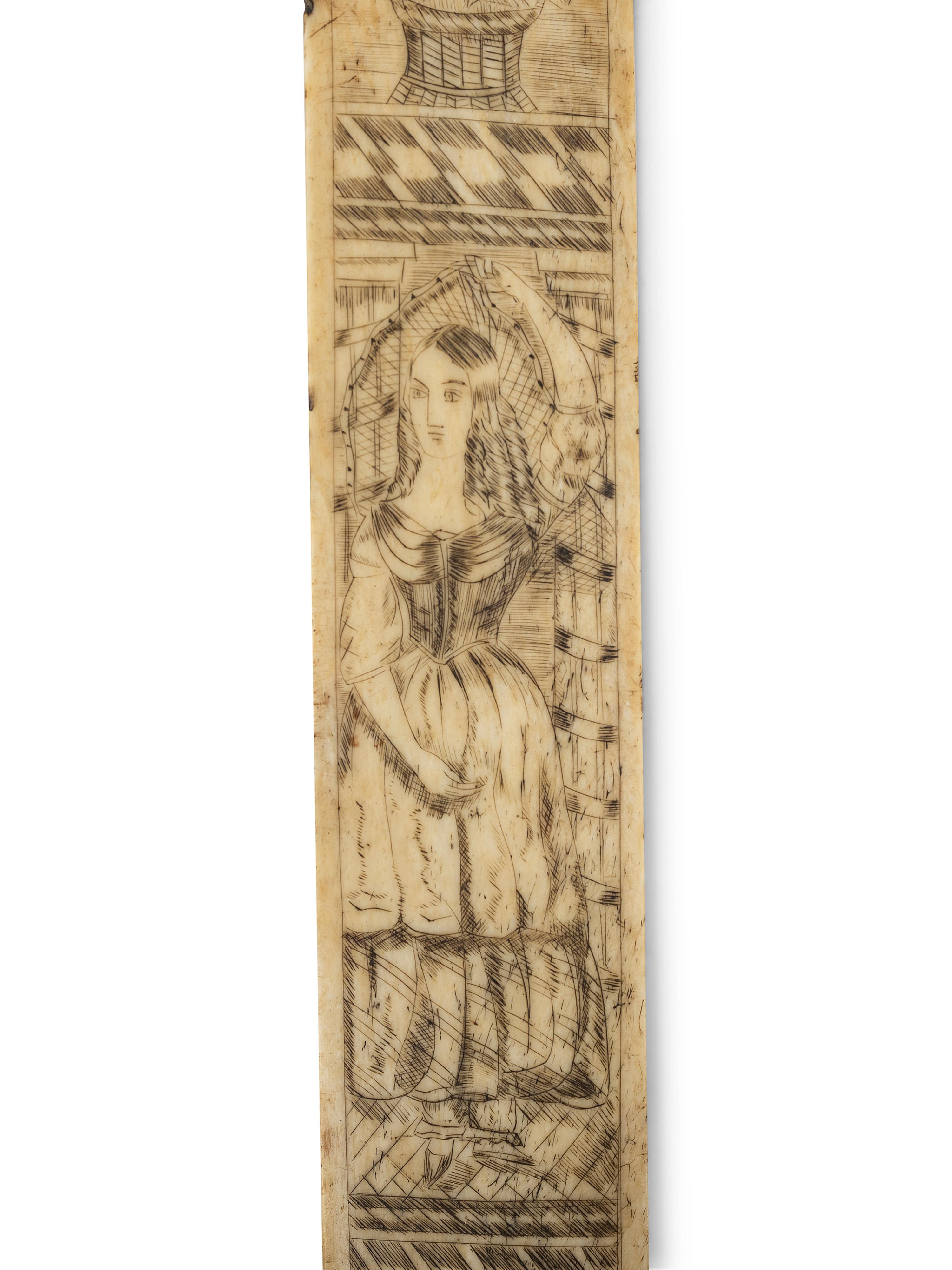 A Scrimshaw Corset Busk with Man and Woman