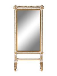 A Louis XVI Style Painted Mirror-Inset Fire Screen