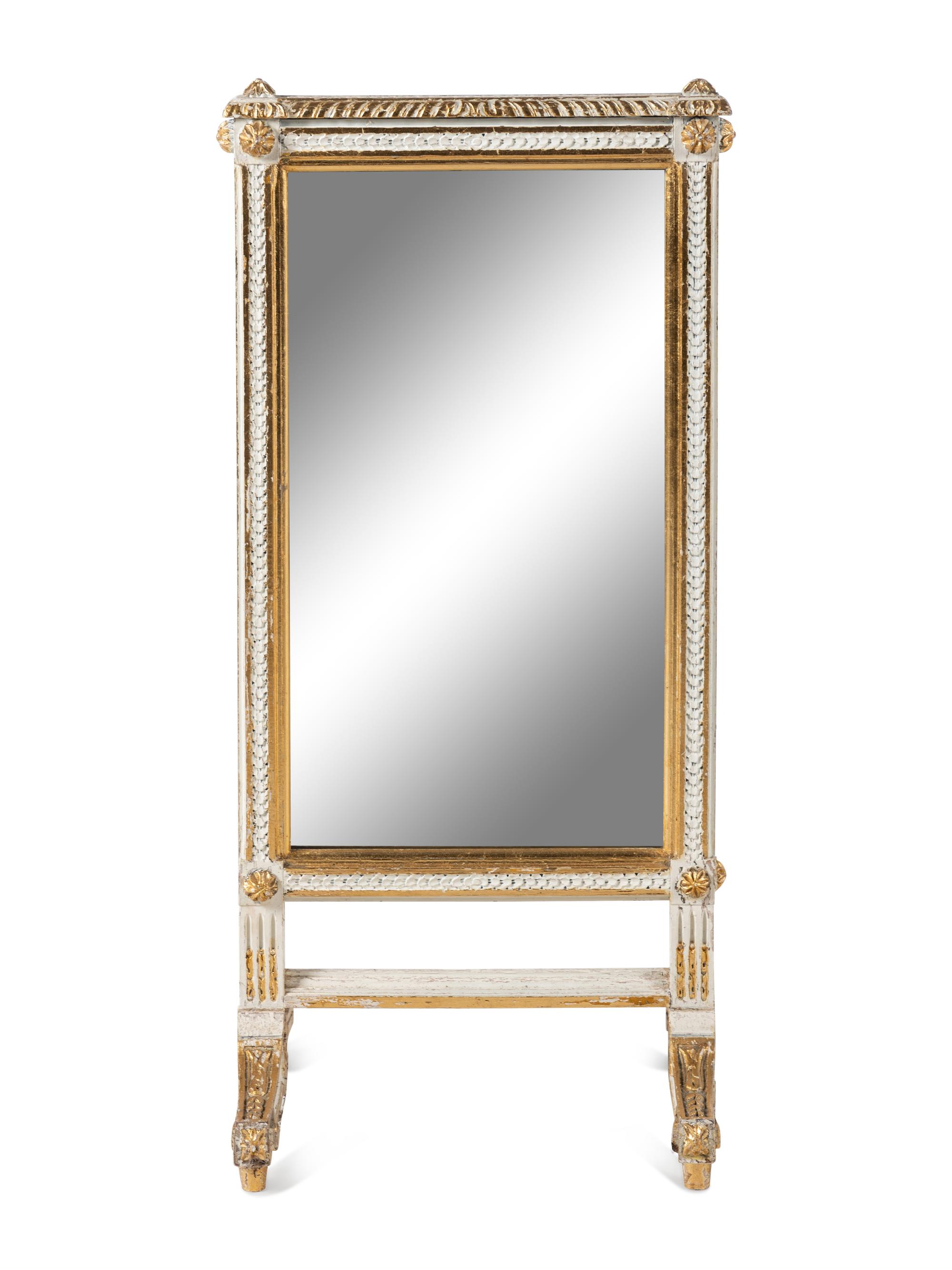 A Louis XVI Style Painted Mirror-Inset Fire Screen