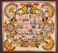 An Ink and Watercolor Decorated Bookplate Fraktur