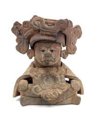 A Zapotec Pottery Figural Funerary Urn