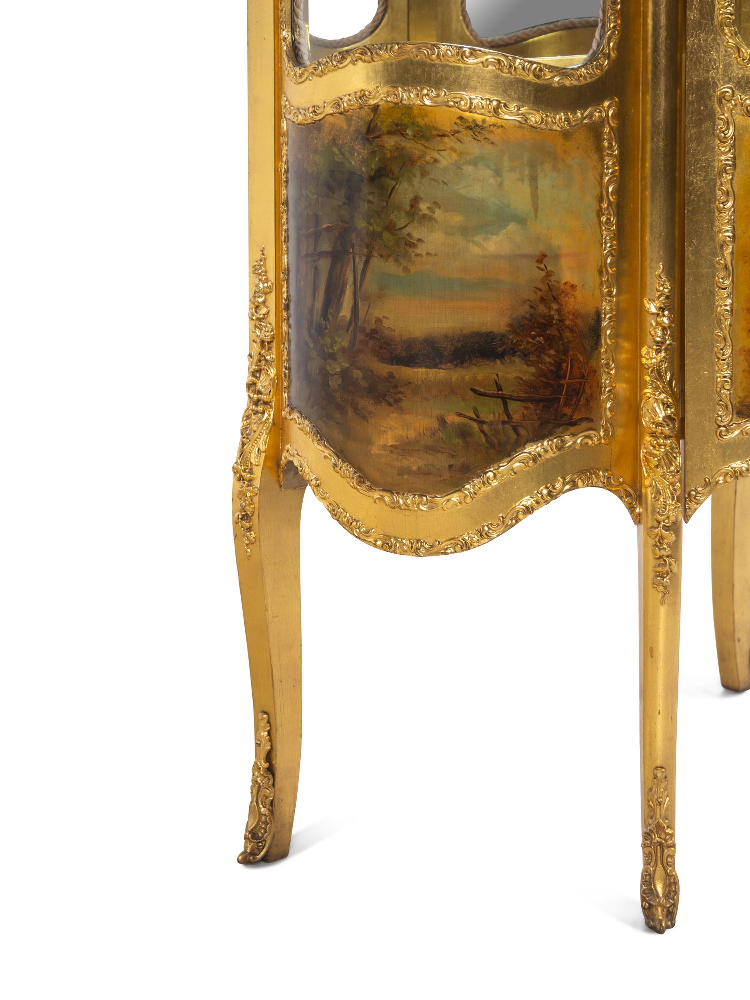 A Vernis Martin Decorated Giltwood Vitrine