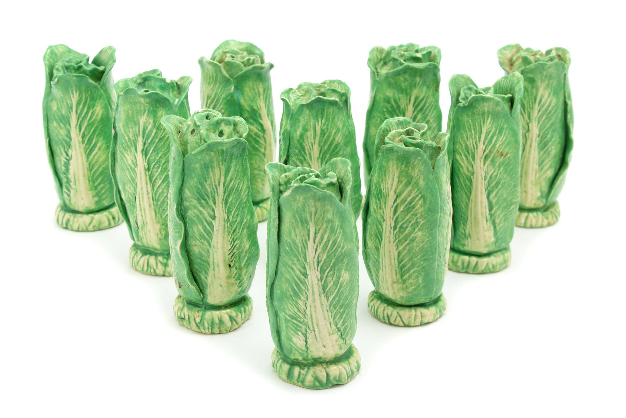 A Set of Ten Dodie Thayer Lettuceware Standing Salt and Pepper Shakers — 20TH CENTURY