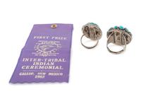 Award Winning Silver and Cobblestone Inlay Turquoise Ring, PLUS