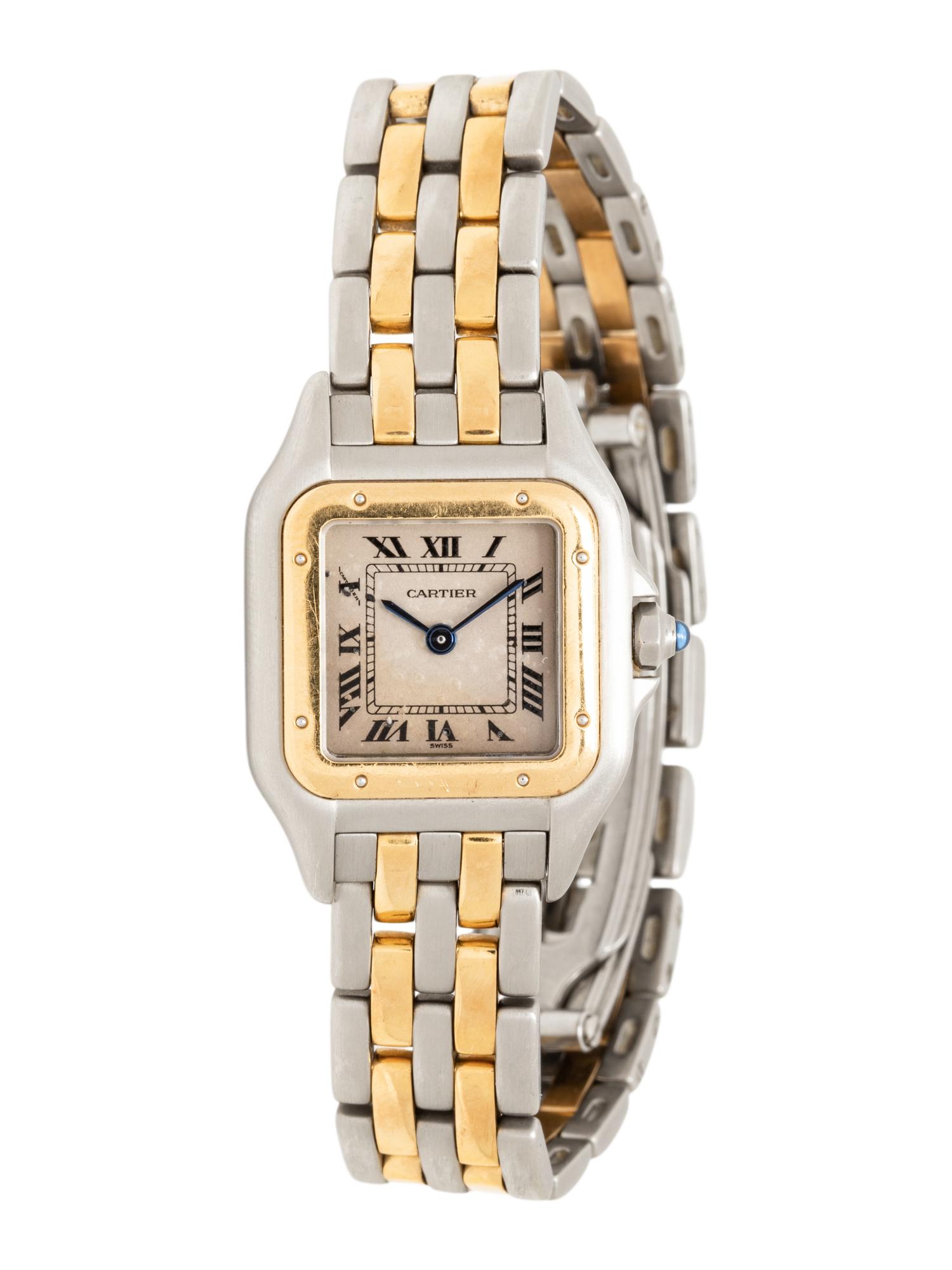 CARTIER, STAINLESS STEEL AND YELLOW GOLD 'PANTHÈRE' WATCH