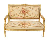 A Louis XVI Style Giltwood Five-Piece Salon Suite — LATE 19TH CENTURY