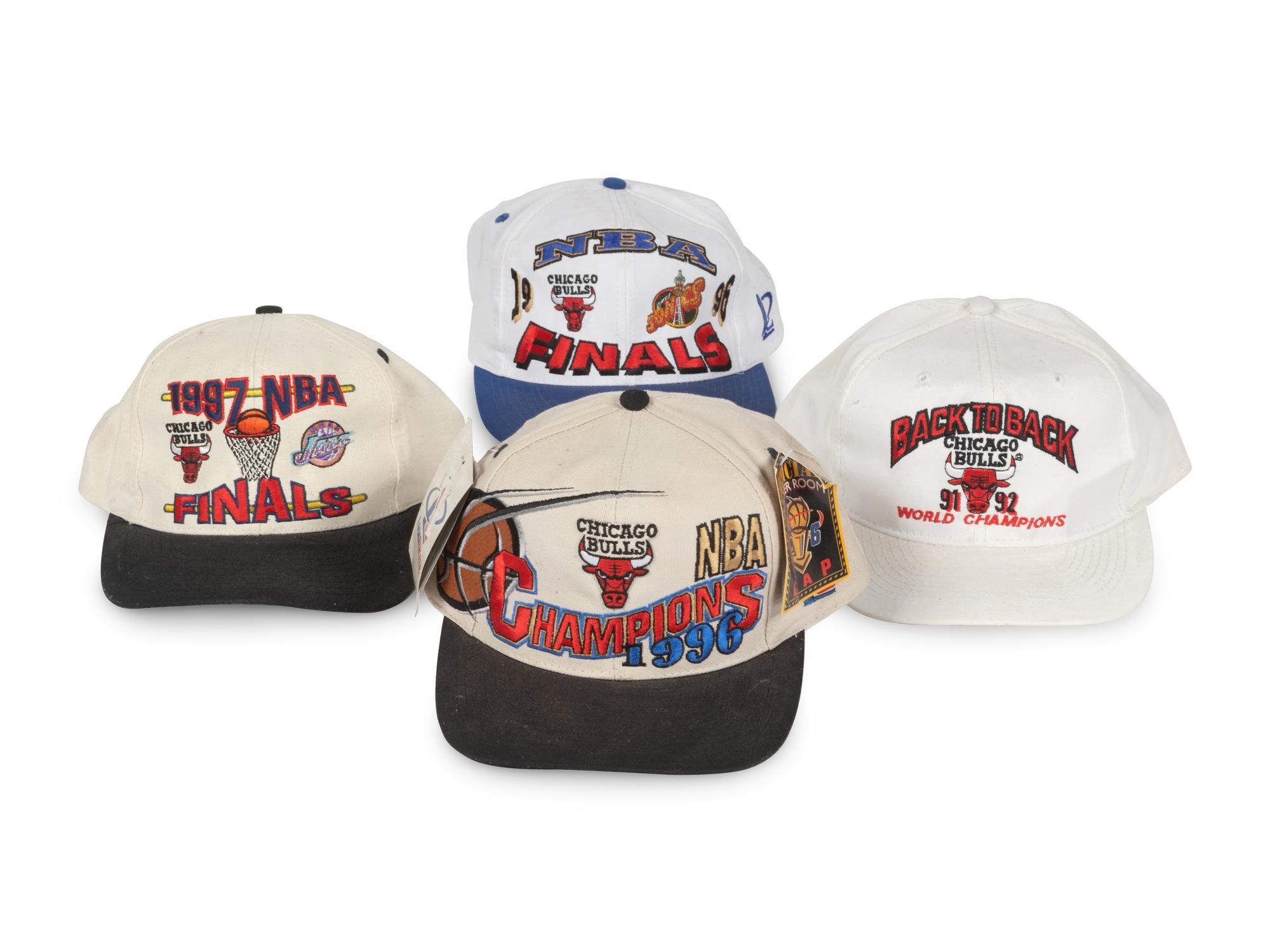 A Group of 10 Vintage Snapback Chicago Bulls Hats from the Collection of Sports Super Agent Steve Zucker,