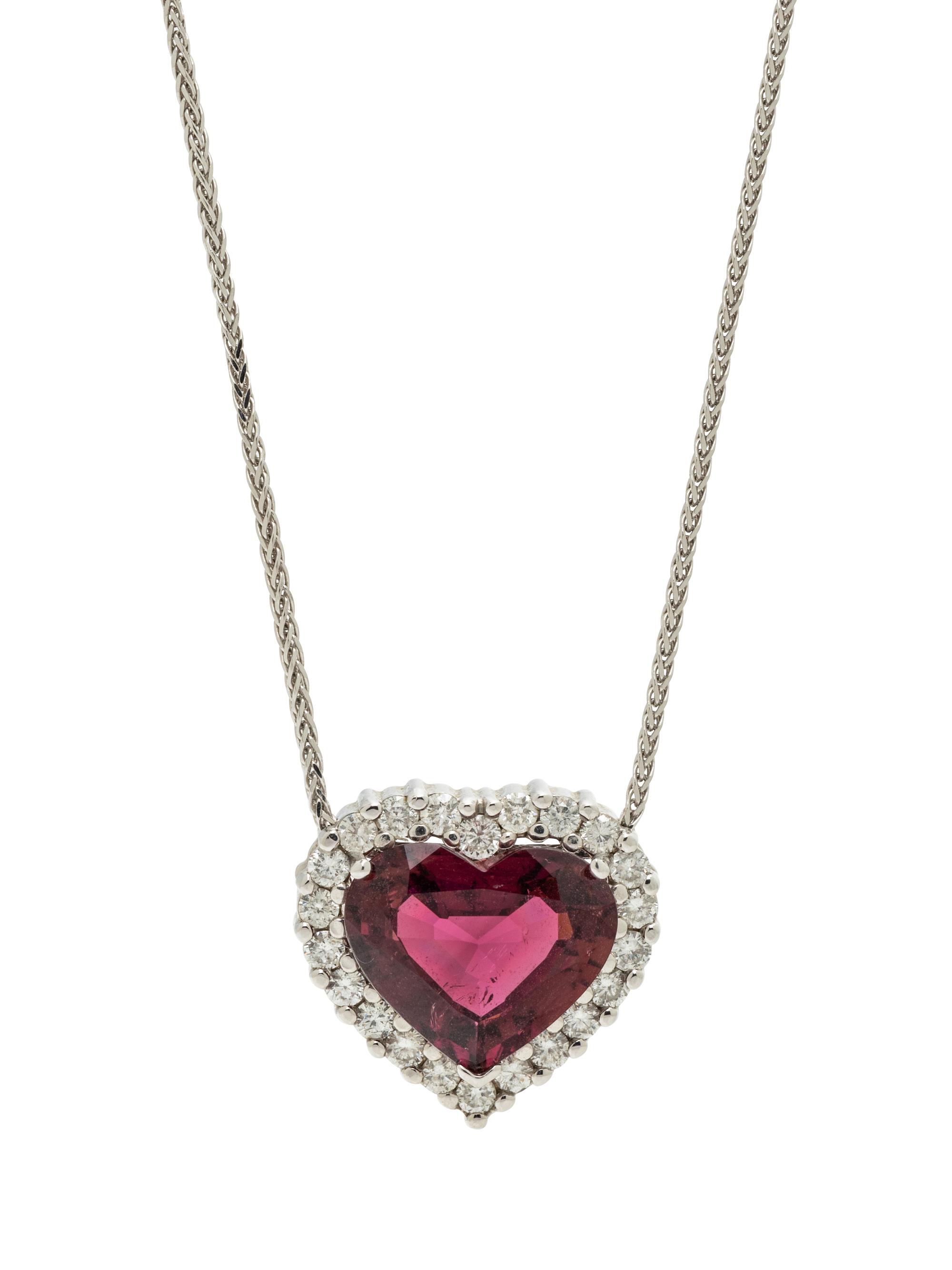 TOURMALINE AND DIAMOND HEART PENDANT/NECKLACE