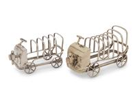 Two Silver-Plate Automotive Themed Toast-Racks