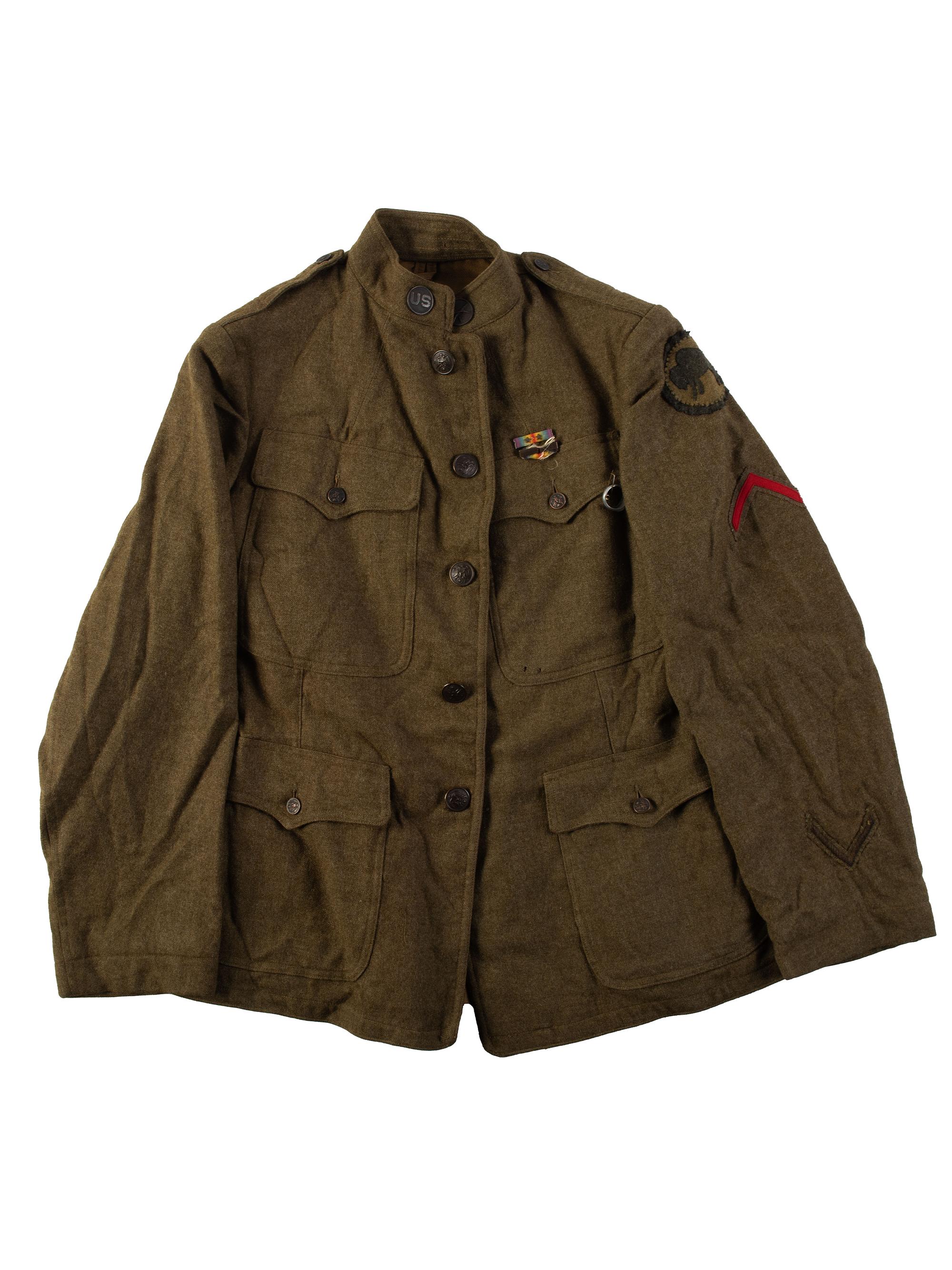 [WORLD WAR I]. Soldier's tunic issued to a member of the 92nd US Infantry, "Buffalo Soldiers."