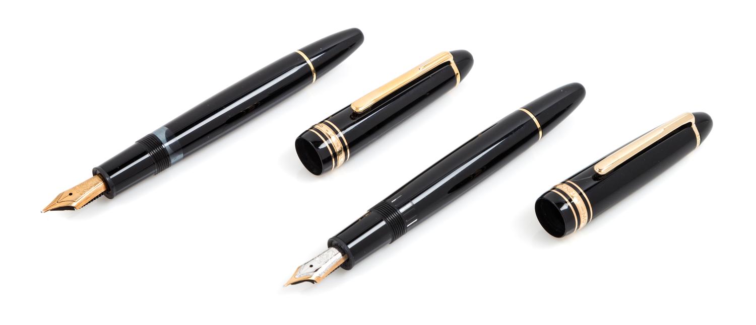 A Pair of Montblanc Meisterstuck '146' Fountain Pens Length 5 1/2 inches.