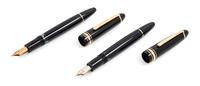 A Pair of Montblanc Meisterstuck '146' Fountain Pens Length 5 1/2 inches.